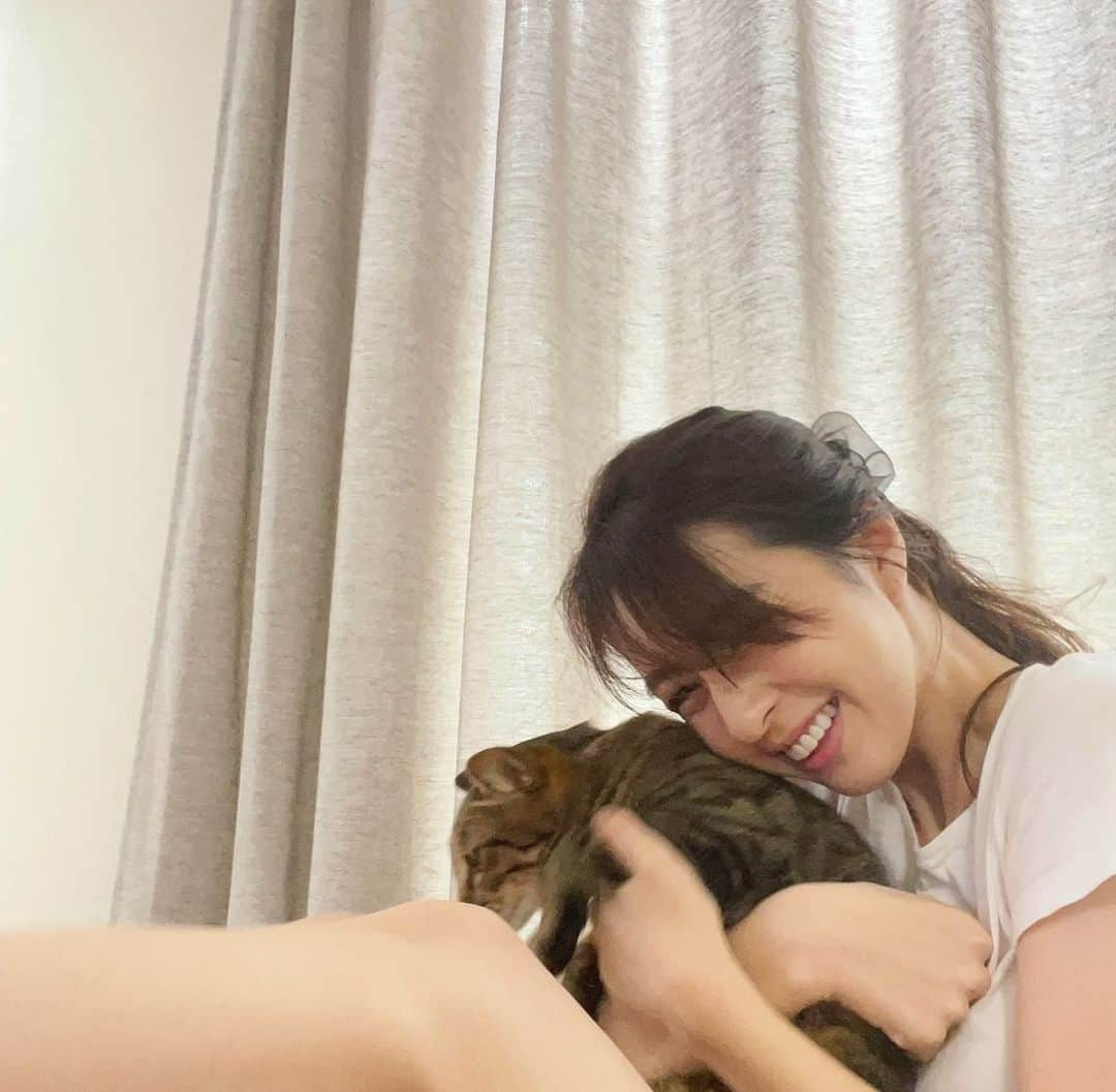 柳ゆり菜さんのインスタグラム写真 - (柳ゆり菜Instagram)「今年で5歳になったtinga🐈 との2ショット。  ティンが産まれて3ヶ月の時から一緒に暮らしてるので、 未だに赤ちゃんみたいにマザコンで、 どんな時も呼んだらニャーと返事しながら 走ってくるような子。 元々野良猫ちゃんなので、確かな誕生日は目安。 こうして出会えてよかった！！ とても賢いので、 知恵比べに悩まされる日々。(笑)  抱っこはあんまり 得意じゃないので、 写真撮ろうとしても ブレるブレる。」8月17日 18時34分 - yurinayanagi__