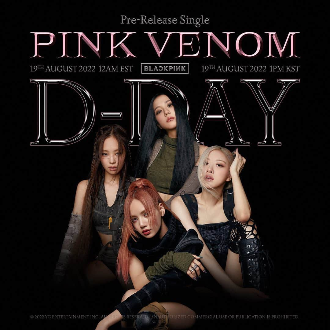 ロゼさんのインスタグラム写真 - (ロゼInstagram)「💕PINK VENOM D-DAY💕  19th August 12AM EST  블링크 오늘 오후 1시에 우리 신곡 나와요!! 끄학  •  #BLACKPINK #블랙핑크 #PreReleaseSingle #PinkVenom #D_DAY #20220819_12amEST #20220819_1pmKST #Release #YG」8月19日 8時21分 - roses_are_rosie