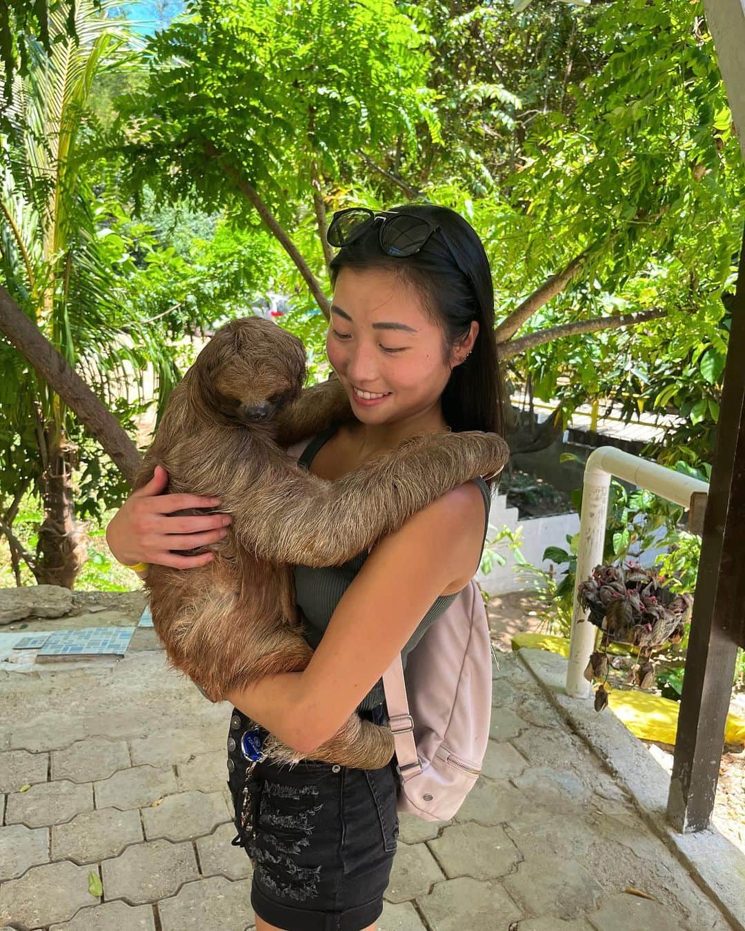 小野真琳のインスタグラム：「Hug a sloth 🦥 ✔️  Pet a monkey 🙉 ✔️」