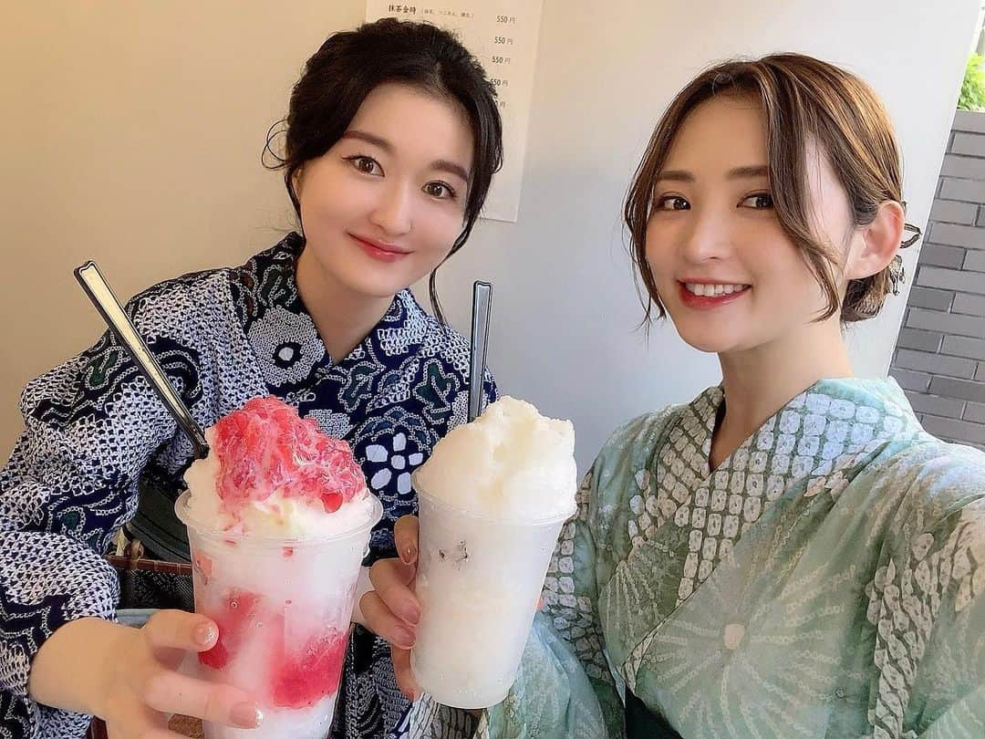 鈴木咲さんのインスタグラム写真 - (鈴木咲Instagram)「浴衣着てかき氷最高🍧  #浴衣#かき氷#絞り#有松絞り#絞り浴衣#和服#kimono#kimonostyle」8月21日 16時57分 - sakisuzuki1103