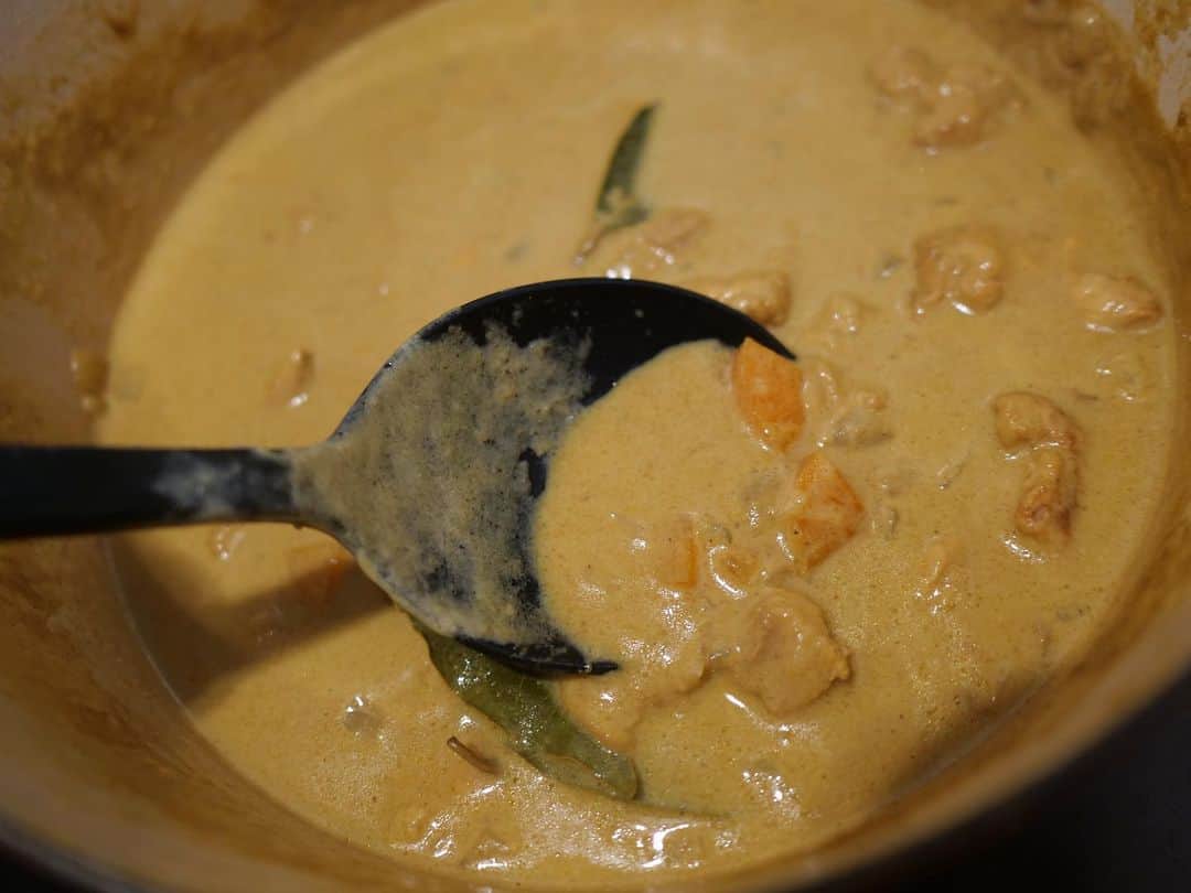 木村良平のインスタグラム：「無性にスパイスを食べたくなったので、タイ風チキンカレー作った。美味しい💛 #foodporn」