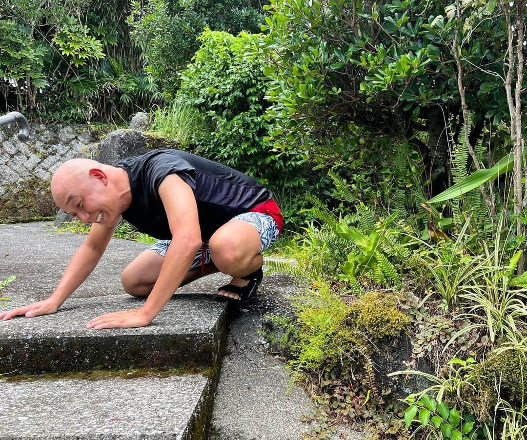 そうすけさんのインスタグラム写真 - (そうすけInstagram)「八丈島  僕の生まれ故郷‼️  10ヶ月の時に撮った、全く同じ場所で46歳6ヶ月になって撮ってみた‼️  #八丈島 #出身地 #生まれ故郷 #ずいぶんハゲたな #5枚目の写真は島寿司 #わさびじゃなく和辛子 #八丈ブルー #海が最高 #伊豆七島 #ミニハワイ #45年も経つと階段が綺麗になってる #実家の外の階段 #10ヶ月の時はハゲるとは思ってもいなかった #サブロクそうすけ #そうすけ」8月23日 18時26分 - sosuke_hagedayo