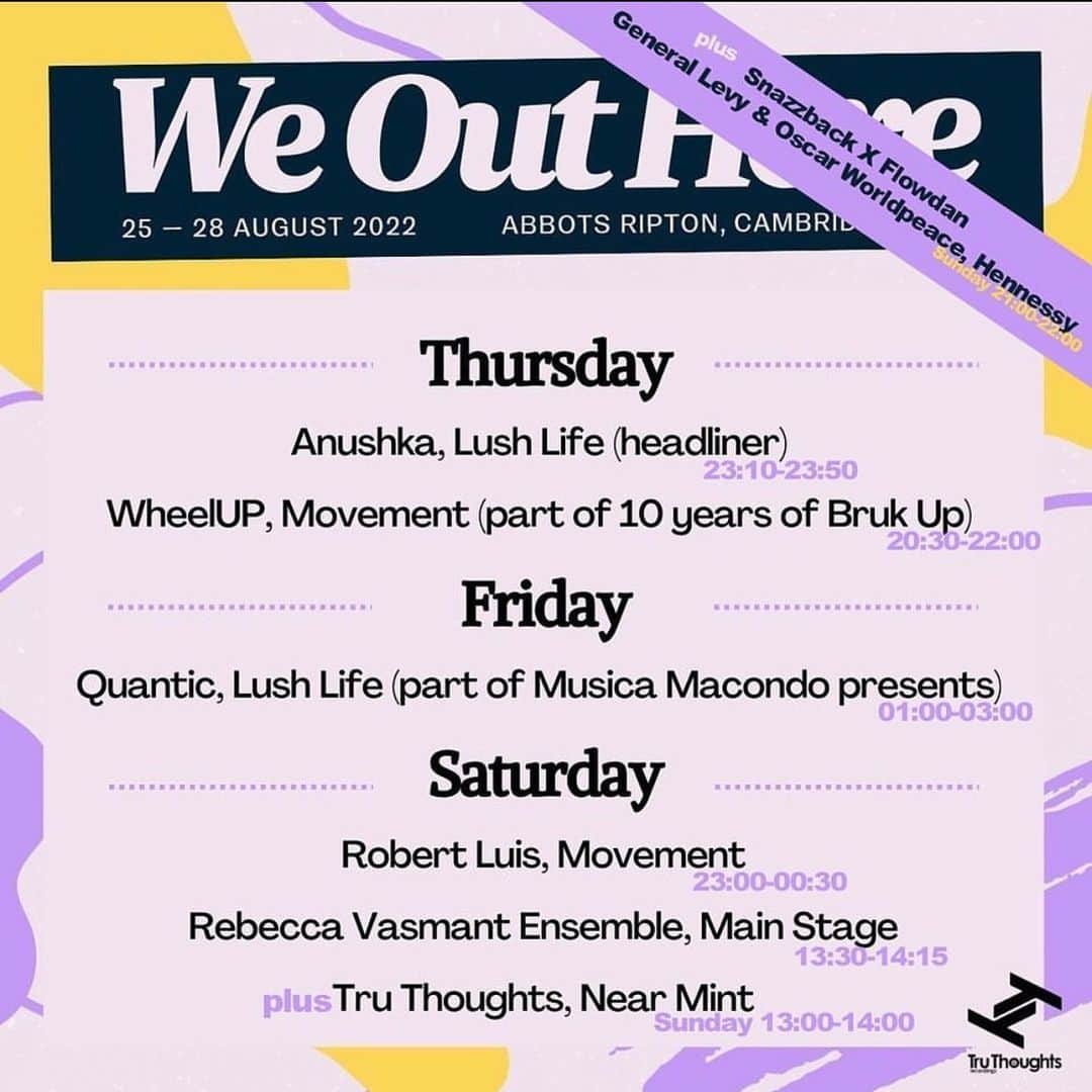 アヌーシュカのインスタグラム：「Yesss @tru_thoughts_ crew in full effect @weoutherefest is looking like it’s gonna be a real summer highlight. Catch us headlining the Lush Life stage on Thursday night! 🌊🌊🌊🔥」