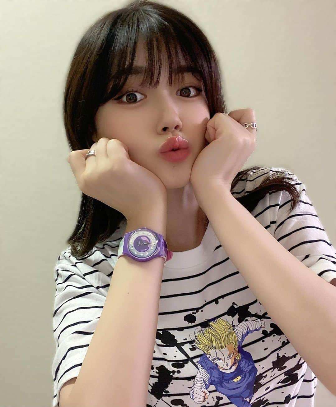 藤堂なえみのインスタグラム：「swatch×ドラゴンボールのコラボ 発表会に行きました🐉🧡  私はフリーザの時計にしたよ🔮  ドラゴンボールで好きなキャラは 18号と17号とトランクスとベジータ あと、ランチさん、 少女期のチチが好き💕笑笑  みんなは？？  #銀座 #swatch #ドラゴンボール #アニメ #アニメ好きな人と繋がりたい #漫画 #オタク女子 #オタク #時計」