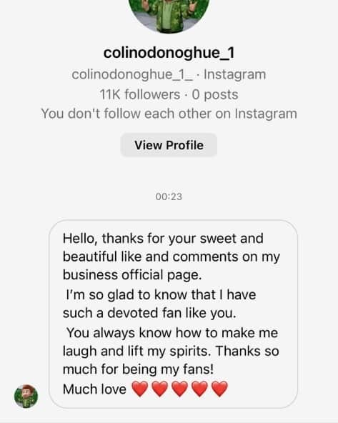 コリン・オドナヒューのインスタグラム：「FYI: not me!!! Please be aware」