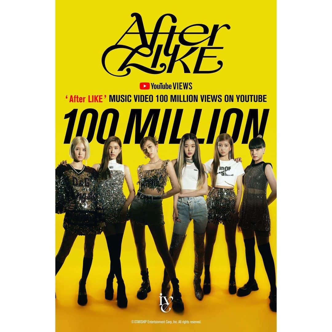 IVEさんのインスタグラム写真 - (IVEInstagram)「IVE 3rd SINGLE ALBUM <After LIKE> MV 100 MILLION VIEWS ON YOUTUBE   A big shout-out to DIVE for 'After LIKE' 100M views💝  https://youtu.be/F0B7HDiY-10  #IVE #아이브 #アイヴ #AfterLIKE #애프터라이크 #AfterLIKE100MILLION #AfterLIKE100M #100MILLION」9月26日 16時24分 - ivestarship