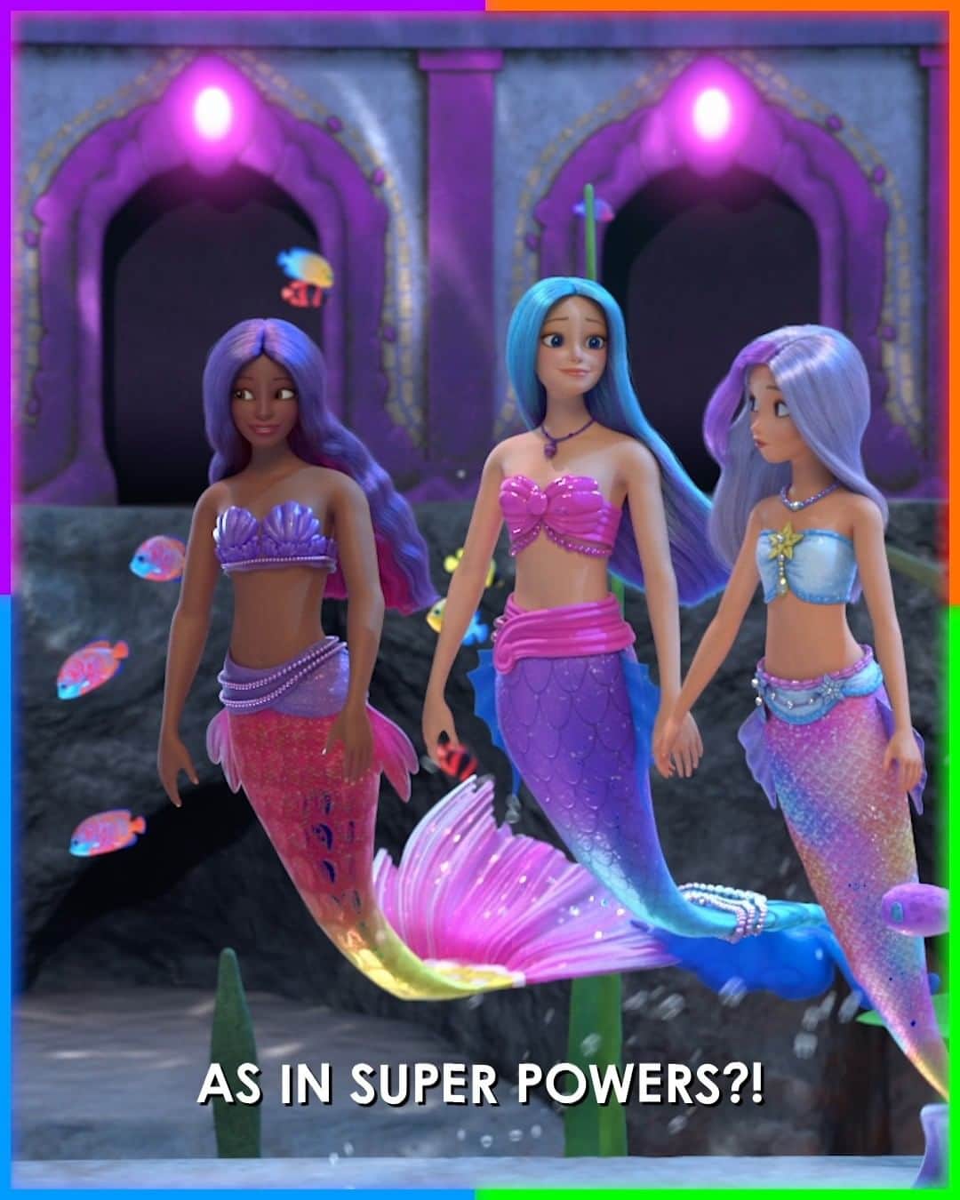 バービーのインスタグラム：「Find your power in this fish-tale of friendship and adventure with Barbie, Barbie, and friends! 🧜🏽‍♀️🧜🏻‍♀️ Catch the all-new movie, #Barbie Mermaid Power, available to watch with your kids now on Netflix.」
