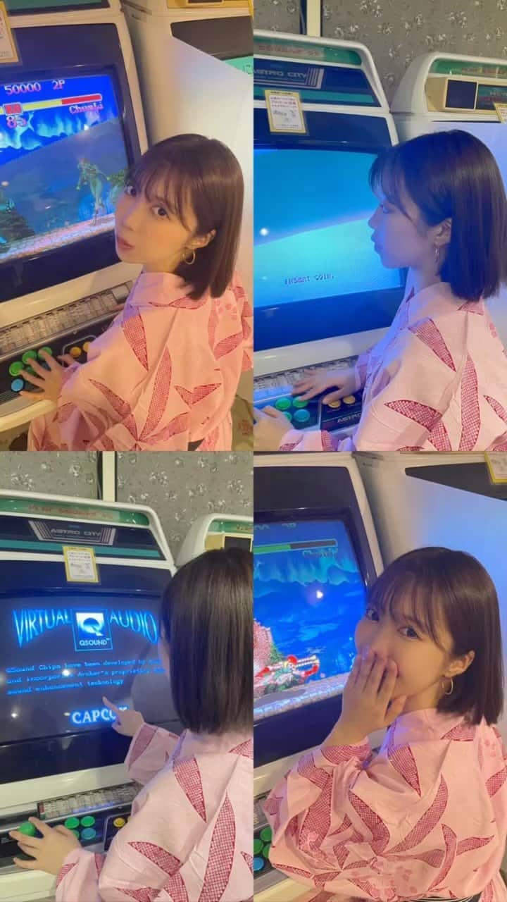 のインスタグラム：「game center x yukata 🎮👘💗」