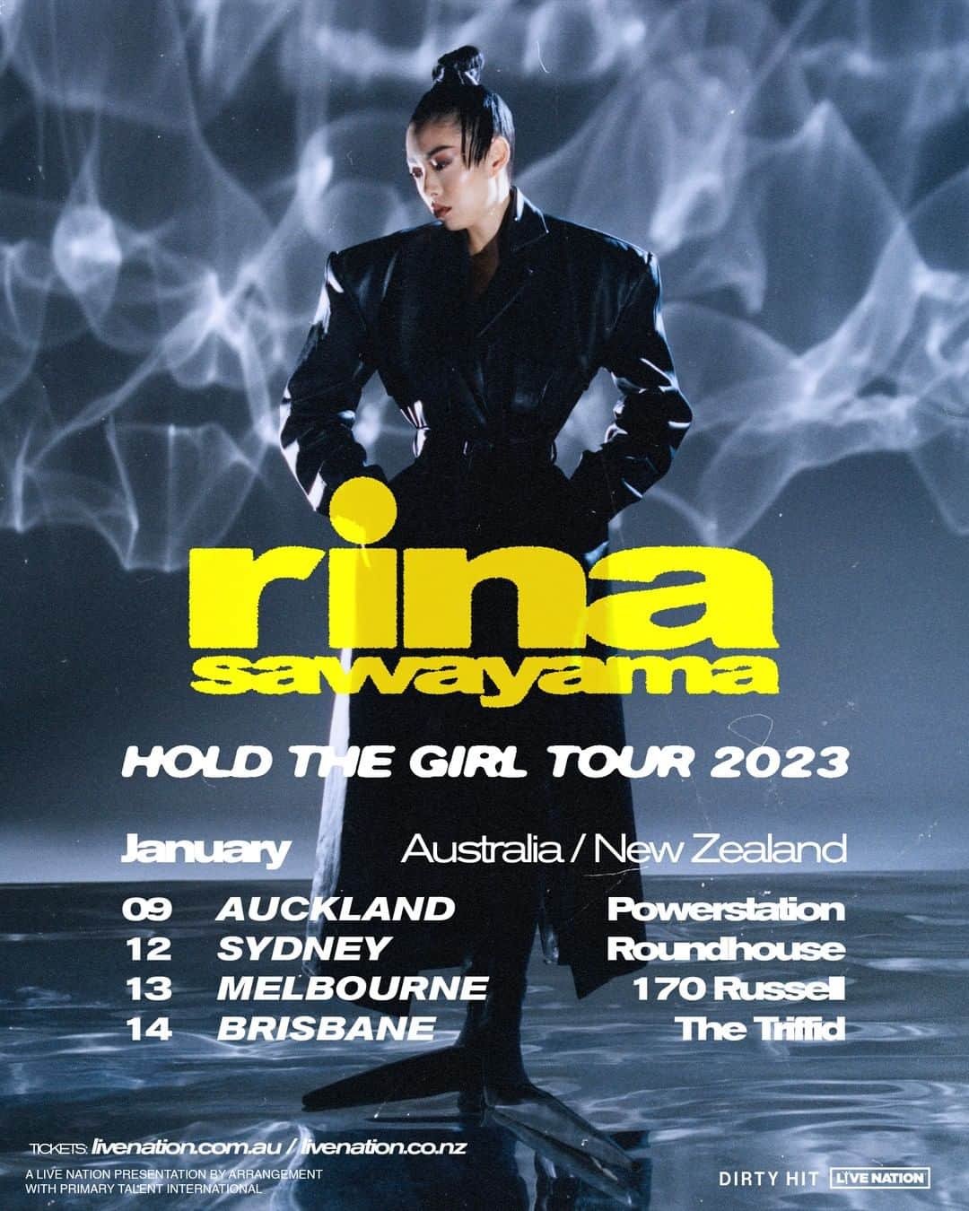 リナ・サワヤマのインスタグラム：「Australia and New Zealand pixels !!! I'll see you in january 🇦🇺🇳🇿🇦🇺🇳🇿 pre-sale starts Tuesday 9am AEST !! can't wait to see you 😭❤️‍🔥」