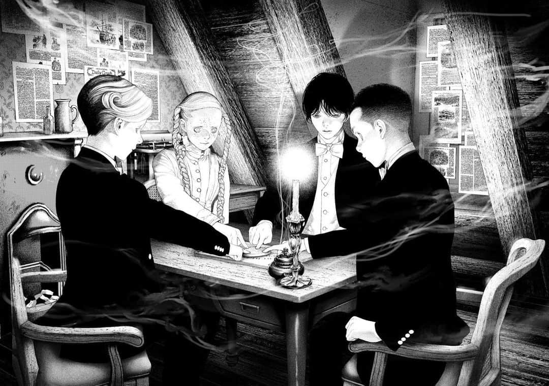 坂本眞一のインスタグラム：「Drawing day 5  Ouija board   #DRCL #BramStoker #shinichisakamoto #Dracula」