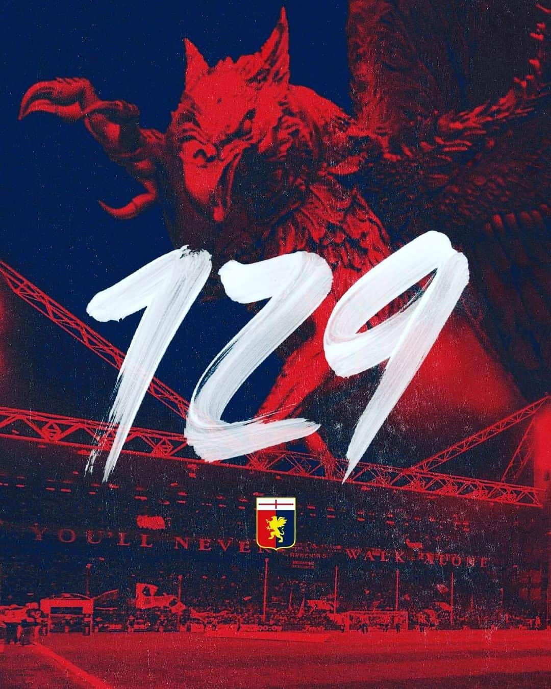 ステファノ・ストゥラーロのインスタグラム：「Tanti auguri grifone 🎉🎊❤️  Ci vediamo questa sera allo stadio 🔴🔵 @genoacfc」
