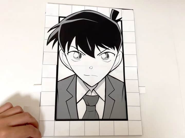 しんらしんげのインスタグラム：「ノートで作って遊んだ。灰原哀と工藤新一　#名探偵コナン　#コナン #工藤新一　#灰原哀」