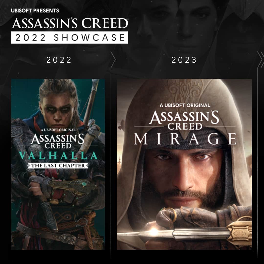 アサシン クリードのインスタグラム：「Take a look at the exciting future for Assassin's Creed!  - Assassin's Creed Mirage: coming 2023. - 2 new AAA games - A new mobile title - The end of Eivor's story  #AssassinsCreed」