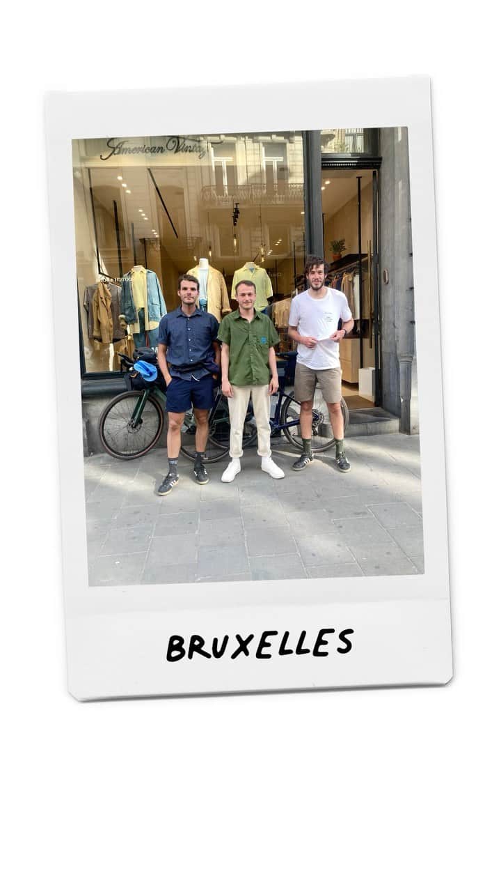 アメリカンビンテージのインスタグラム：「AMV TEAM 🎈 Did you know that Antonio and Arnaud travelled 1,300 km by bike to go and meet our Northern Europe team? 🇪🇺 🚴‍♂️🚴💨 11 stores, 11 days, 5 countries, 2 bikes: challenge completed!   Thank you to our teams from Brussels, Antwerp, Rotterdam, Amsterdam, Düsseldorf, Cologne, Bonn, Luxembourg, Messancy & Paris for their warm welcome 💙  🗞 Read everything about the AMV Cycling Tour on our online Journal:  https://journal.americanvintage-store.com/en/amv-cycling-tour-1300-km-with-antonio-and-arnaud  #americanvintage #teamchallenge #bikechallenge #amvcamp #cyclingtour」