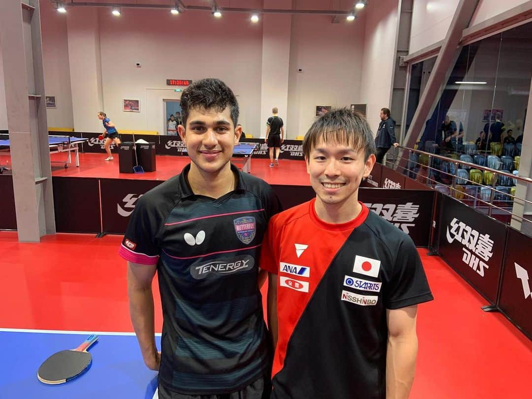 坂本竜介のインスタグラム：「Thank you Kanak🇯🇵🤝🇺🇸 it was a very good practice!! #wttcontender  #丹羽孝希 #カザフスタン #アルマトイ #almaty  #kazakhstan」