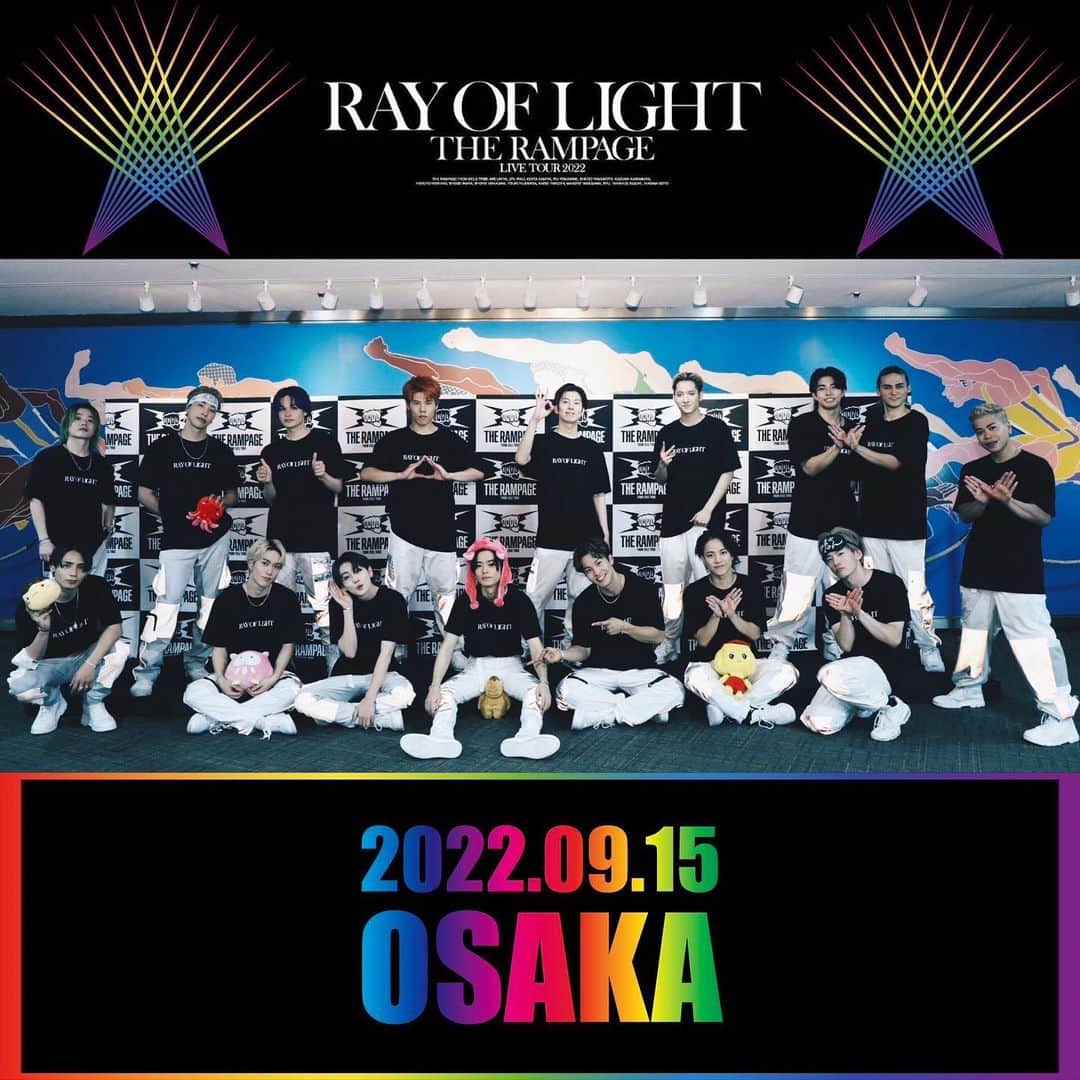 THE RAMPAGE from EXILE TRIBEさんのインスタグラム写真 - (THE RAMPAGE from EXILE TRIBEInstagram)「.  THE RAMPAGE LIVE TOUR 2022''RAY OF LIGHT" 大阪公演2日目🌈🌈🌈 お越し頂きました皆様 ありがとうございました🙇‍♂️🙏  大阪2日間本当にありがとう ございました🫶🏻❤️‍🔥🌈  大阪最高❤️‍🔥❤️‍🔥❤️‍🔥 大阪めっちゃ好っきゃねん😍🫶🏻❤️‍🔥  必ず戻ってきますので、 またお会いしましょう😉✨✨  #THERAMPAGE  #RAYOFLIGHT」9月15日 23時37分 - the_rampage_official