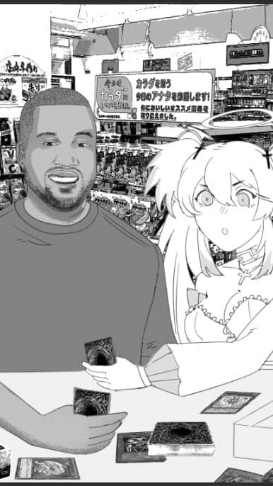 Hirari Ann（ヒラリー アン）のインスタグラム：「Thanks @xyanaid 💖 My Vtuber @alicecrosshart and @kanyewest playing yugioh 💖💖」