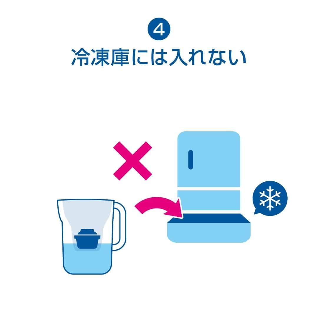 BRITA Japanさんのインスタグラム写真 - (BRITA JapanInstagram)「⚠️ブリタのポット型浄水器を安全にお使いいただくために⚠️  ブリタのポット型浄水器を安全にお使いいただくためにポイントがいくつかあります。これらのことに気を付けながら、快適なブリタライフを楽しんでいただければと思います。  1️⃣ ろ過した水は24時間以内に使い切ってください。  ろ過した水は塩素を除去しているため24時間以内に使い切ってください。 浄水器を清潔に保つため、週2 – 3回は本体・ファンネルを分解して洗浄をしましょう。  2️⃣ガスコンロで火にかけた鍋に直接注水しないでください。  ガスコンロの熱により、ポット型浄水器が破損する恐れがあります。 鍋に直接注水する際は、いったん火を止めるか、ガスコンロから鍋をおろしてから行いましょう。  3️⃣ポット内でお茶や出汁の抽出をしないでください。  汚れや臭いが付着し、ポット型浄水器のキズの原因となる可能性があります。 お茶や出汁を抽出する際には、冷水筒や出汁ポットなどをご利用ください。  4️⃣ 冷凍庫には入れないでください。  浄水器本体や、カートリッジを破損する恐れがあるため、冷凍庫には入れないでください。 製氷する場合は、製氷皿などを使用し、出来た氷はろ過から24時間以内に使用してください。 自動製氷機能でろ過水を使用する際は、ご自宅の冷蔵庫の取扱説明書に従ってください。  #ブリタ #brita #浄水器 #ポット型浄水器 #ペットボトルよりブリタ #ブリタのある生活 #sdgs #環境問題 #エコ #サスティナブル #サステイナブル #サステナブル」9月16日 19時04分 - brita.japan