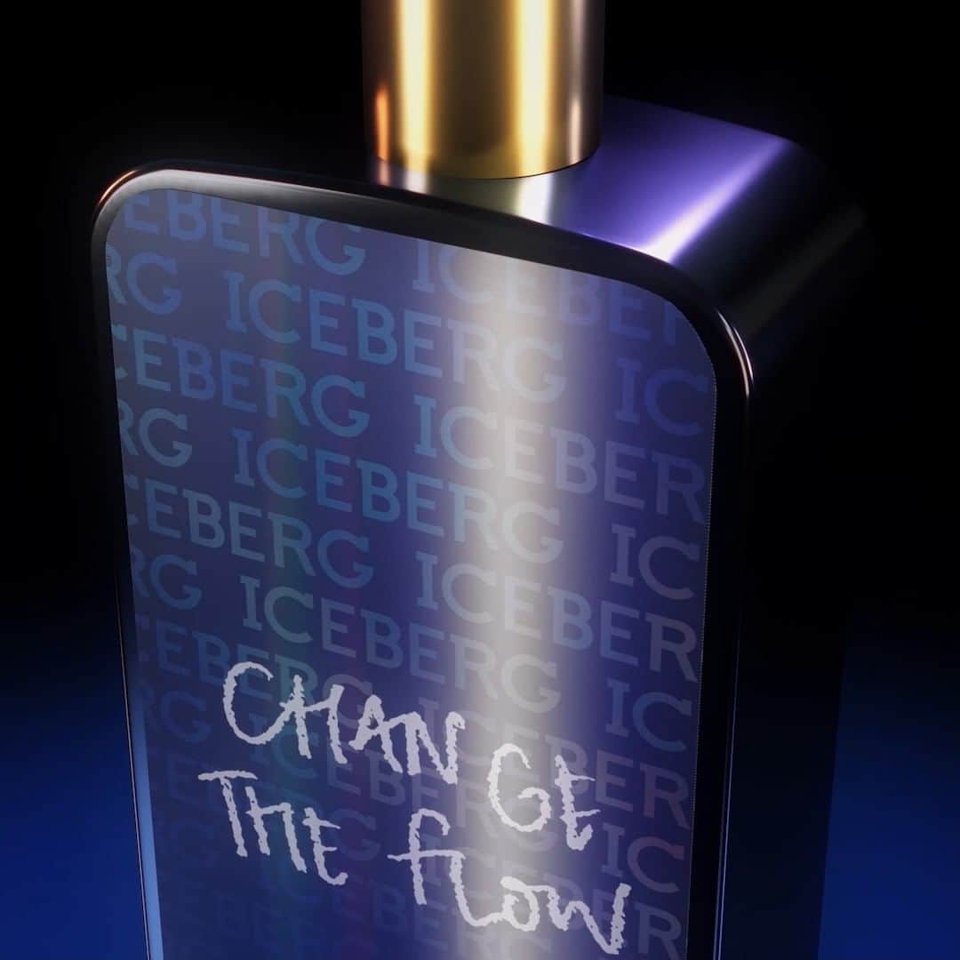 アイスバーグのインスタグラム：「Every single detail of ICEBERG CHANGE THE FLOW embodies the idea of bringing down the status quo. Thanks to the lenticular technology, the label is brought to life, showing different facets of its design as you move and tilt the bottle. Just like a moving image, the ICEBERG pattern changes, appearing and disappearing and slowly revealing its shades.  Discover more in the selected stores and at iceberg.com  #iceberg1974 #wechangetheflow #icebergfragrance #icebergfragrances #iceberg」