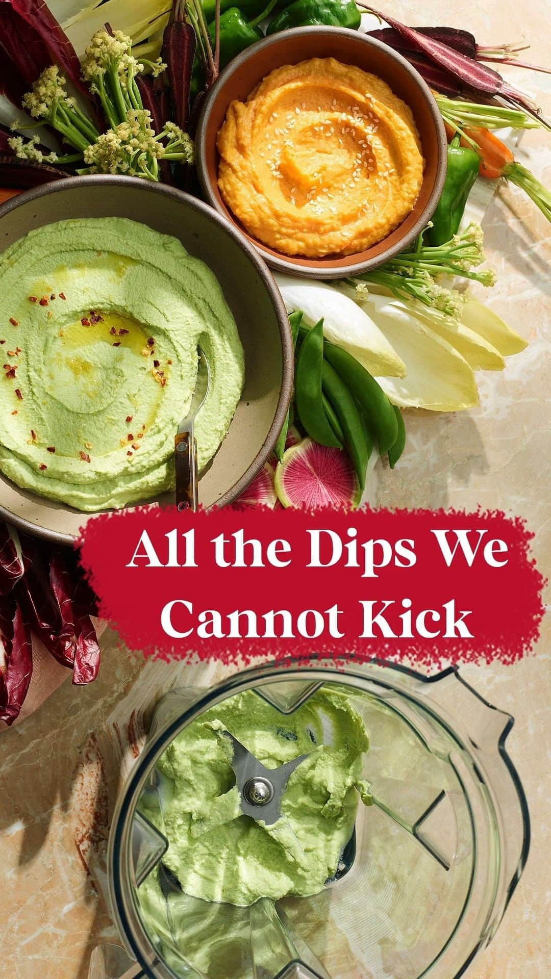 Vitamix Global Headquarters Real foodのインスタグラム：「Football season is here and you guys have made our favorite dips we cannot kick!  Check out each recipe at the handle below. Cilantro Lime Avocado Hummus - @madewithlovelace Kalamata Olive Hummus - @veganguysfromohio Red Pepper Hummus - @abiteofthislife Salsa Verde - @lowsorecipes」