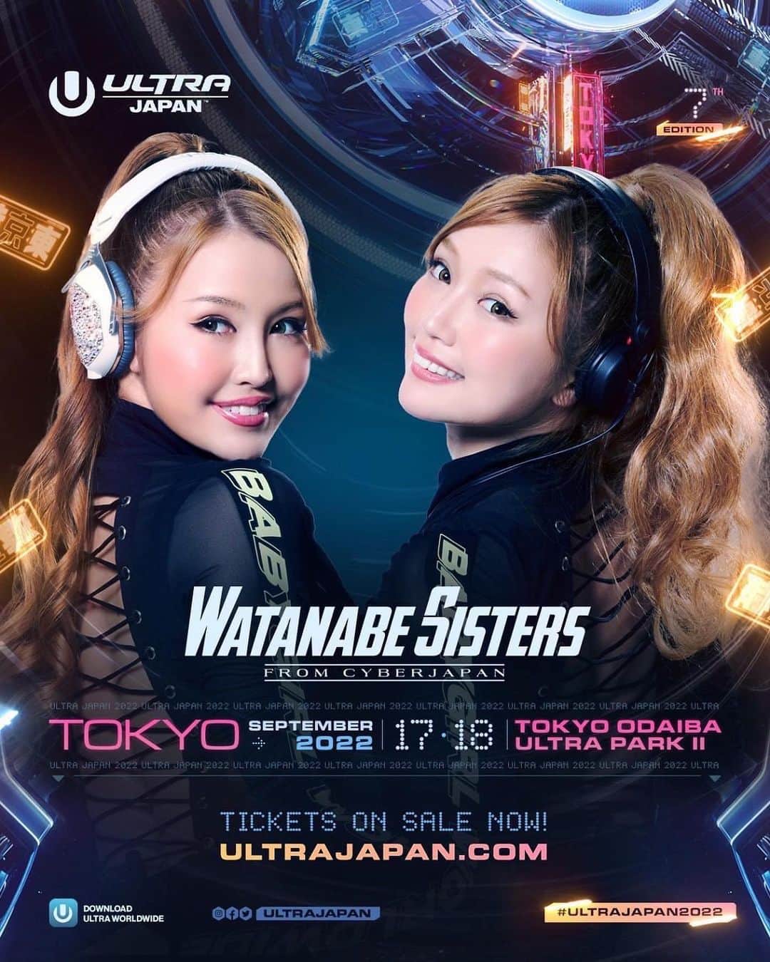 CYBERJAPAN Staffのインスタグラム：「⚡️CYBERJAPAN × Ultra Japan 2022⚡️  ■ 9/18 (日) Ultra Japan 2022 -DAY2- CYBERJAPAN DANCERS から DJ WATANABE SISTERS (KANAE & KAZUE) が、DJとして Ultra Japan 初登場！㊗️🤩👏  🎧 DJ WATANABE SISTERS (KANAE & KAZUE) ⏰ 13:15 -14:00 @ Ultra Park Stage!  どうぞお楽しみに！！  CYBERJAPAN ラインナップ: ▶️ https://cyberjapan.tv/archives/32680  #cyberjapan #サイバージャパン #UltraJapan ##ultrajapan2022」