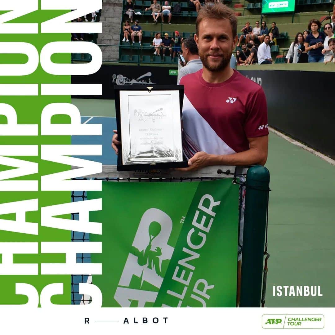 のインスタグラム：「Simply superb from @radu.albot11 🔝  The 🇲🇩 wins his 9th career Challenger title and first of the year with a 6-2 6-0 victory over Rosol in Istanbul 👏  #ATPChallenger」