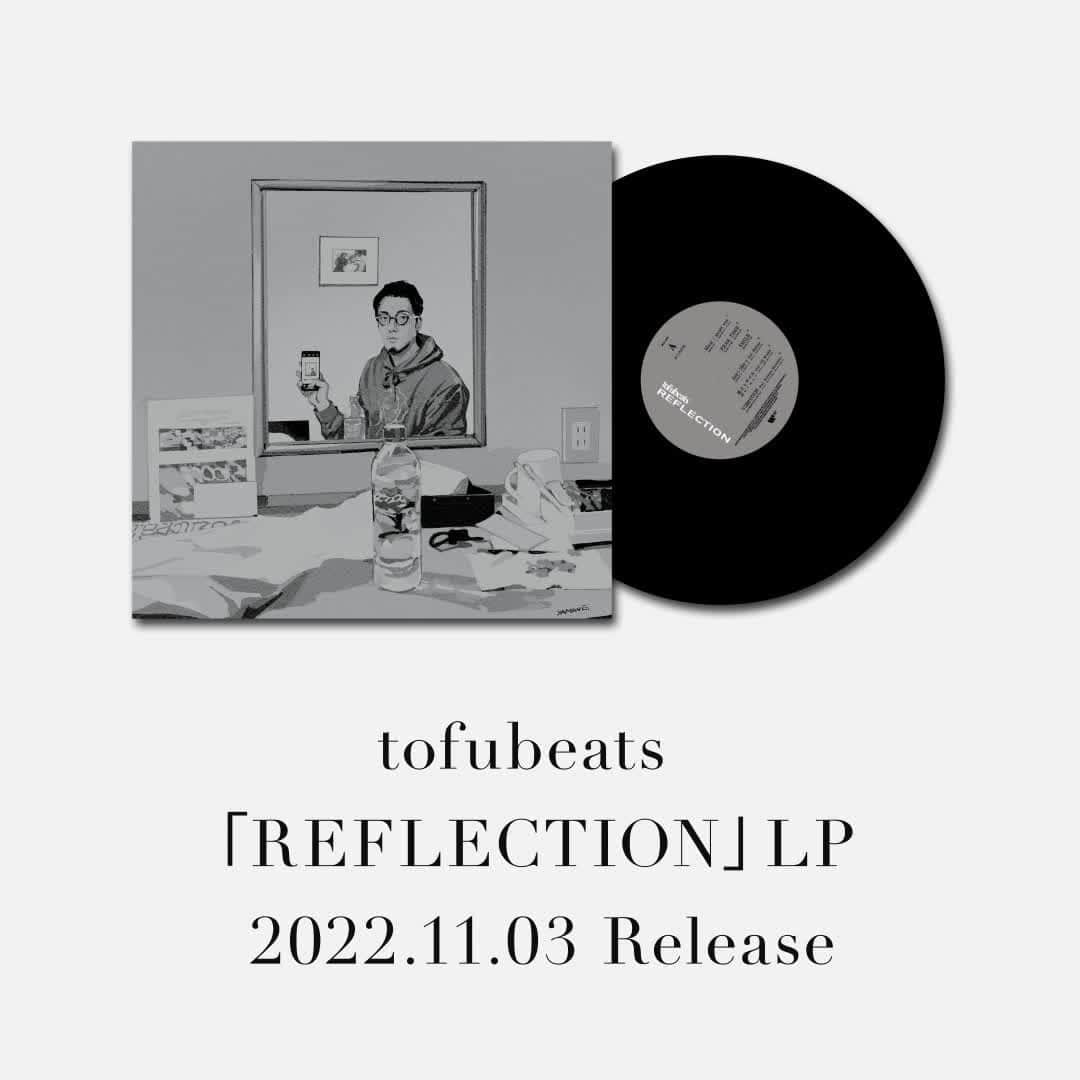 tofubeatsのインスタグラム：「REFLECTION LP (180g) 限定Tシャツ付パックもWarner Music Storeで発売中 LP購入はハイライトの"REFLECTION LP"より  [Side-A] 1:Mirai / short ver 2:PEAK TIME 3:SMILE 4:don’t like u feat. Neibiss 5:恋とミサイル feat. UG Noodle 6:VIBRATION feat. Kotetsu Shoichiro  [Side-B] 7:REFLECTION feat. 中村佳穂 8:CITY2CITY 9:SOMEBODY TORE MY P」