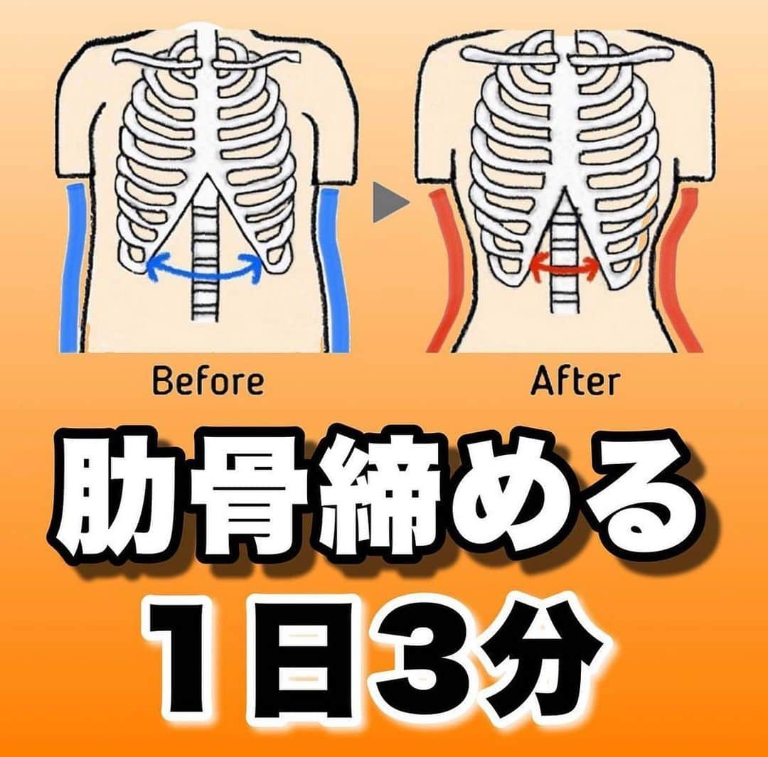しゅんやのインスタグラム：「【肋骨が開く原因を解消】 ⁡ @shunya_diet ⁡ 今回は肋骨を閉じるための方法について紹介しました！「バスト下の肋骨が異様に目立つ..」「痩せたのにくびれができない..」そんな人はやってみてくださいね👍 ⁡ 「やってみる！」って人は『🔥』 のスタンプ送っていただければ応援しにいきます📣 ⁡ ・・・・・ ⁡ 横浜でパーソナルトレーニング、 LINEで栄養指導もしてます😊 ⁡ オンラインでのパーソナル、パーソナルトレーニングも随時募集してます！ ⁡ 「キツいトレーニングは嫌い...」　 「SNSの情報が多すぎて混乱する...」 って方のDMお待ちしてます📩 ⁡ -------------------------------------------- ⁡ #筋トレ #脚やせ #痩せたい #ストレッチ #ダイエット #痩せる方法 #やせるコツ #ボディメイク #ゆるダイエット  #ウォーキング #美脚ストレッチ #呼吸法  #肋骨締め  #くびれ #くびれ作り」