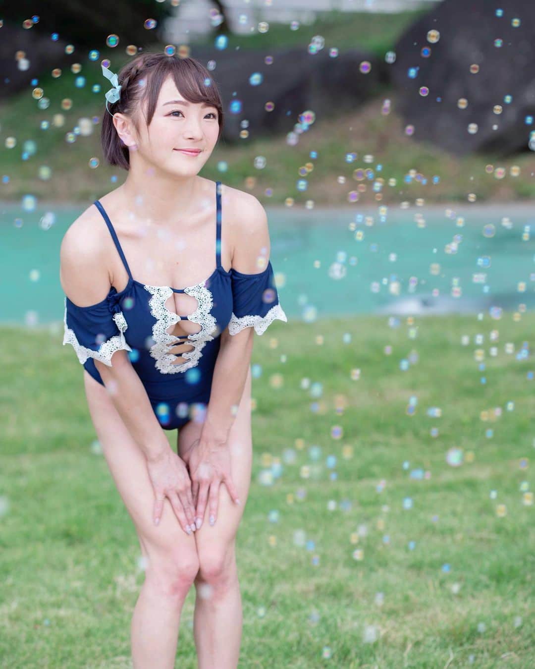 のインスタグラム：「. . いつも輝いていれるのは紛れもなくみんながいるからだよ🍀🫧𓂃𓈒𓏸 . . #近代麻雀水着祭 #近代麻雀水着祭2022 #ビキニ #コスプレ水着 #水着女子 #撮影 #被写体 #被写体モデル #グラビア #bikinishooting #bikinigirl #photography #japaneseidol #instalike #instagood #like4likes #like4follow #followme」
