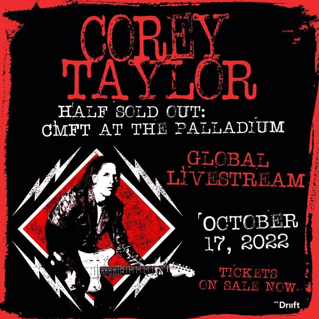 Stone Sourさんのインスタグラム写真 - (Stone SourInstagram)「Very excited to announce @CoreyTaylor’s global livestream event, 'Half Sold Out: CMFT Live At The Palladium', broadcasting LIVE from London on October 17 at 9pm UK / 4pm NY / 1pm LA.  The sold out London Palladium show, also featuring @CherryBombsOfficial will be a benefit event for The Taylor Foundation, which supports and uplifts military veterans, emergency personnel and their families, living with Post-Traumatic Stress Disorder (PTSD).  Get your ticket now at driift.link/CoreyTaylor」9月29日 3時40分 - stonesour