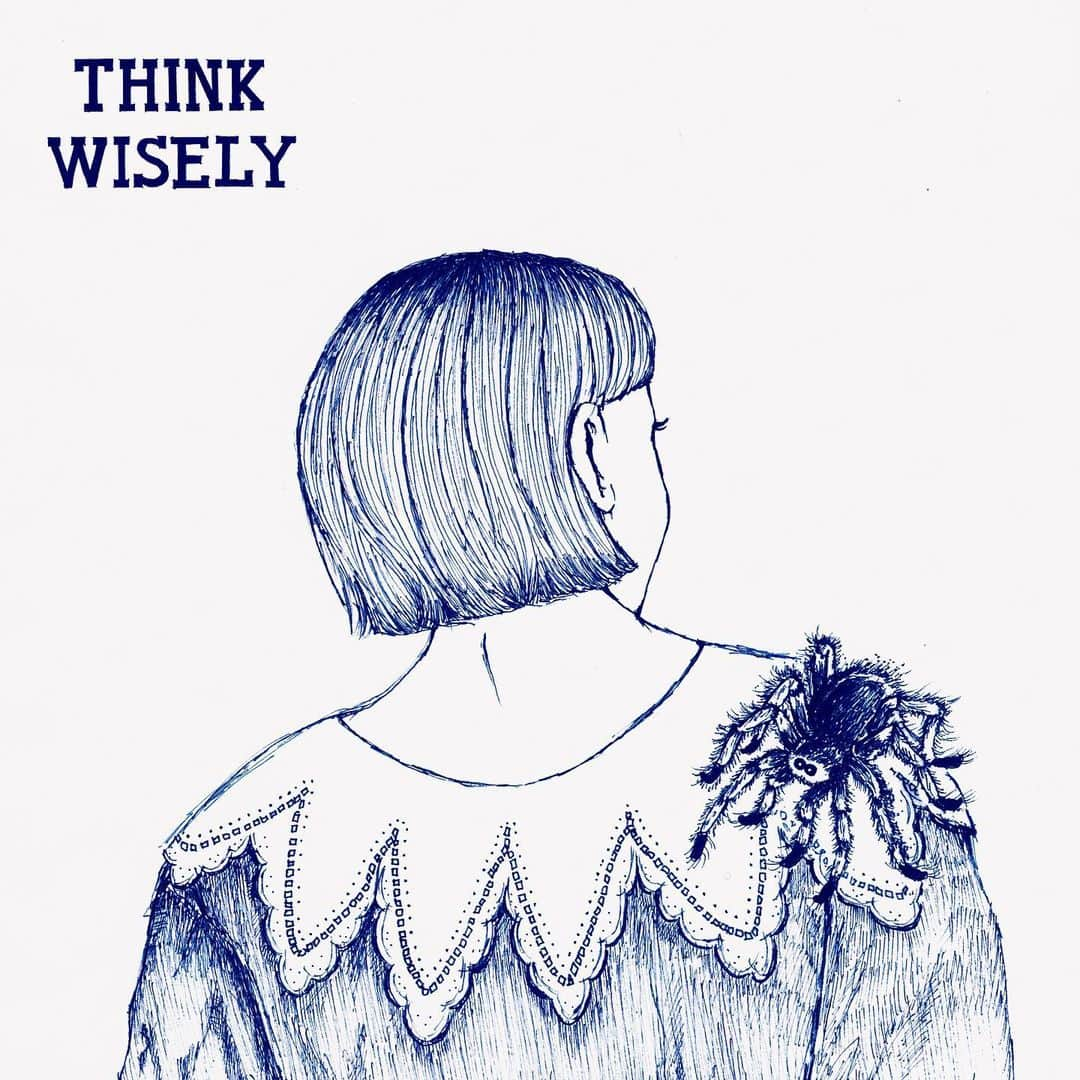 Helmet&Underground RIKOのインスタグラム：「artworks for @wiselybrothers 🫖 The Wisely Brothers、デジタル限定EP『THINK WISELY』のジャケットを描きました。繰り返し聴きたくなる、お守りのような、宝物のようなアルバムです。大好き！各サブスクリプションで配信リリースされているので是非聴いてみてください🕷✨晴子ちゃんが編集したmusic videoもとても素敵なので、こちらもあわせて是非！11/11からイギリスツアーもスタートします🇬🇧🫶🏻 #thewiselybrothers」