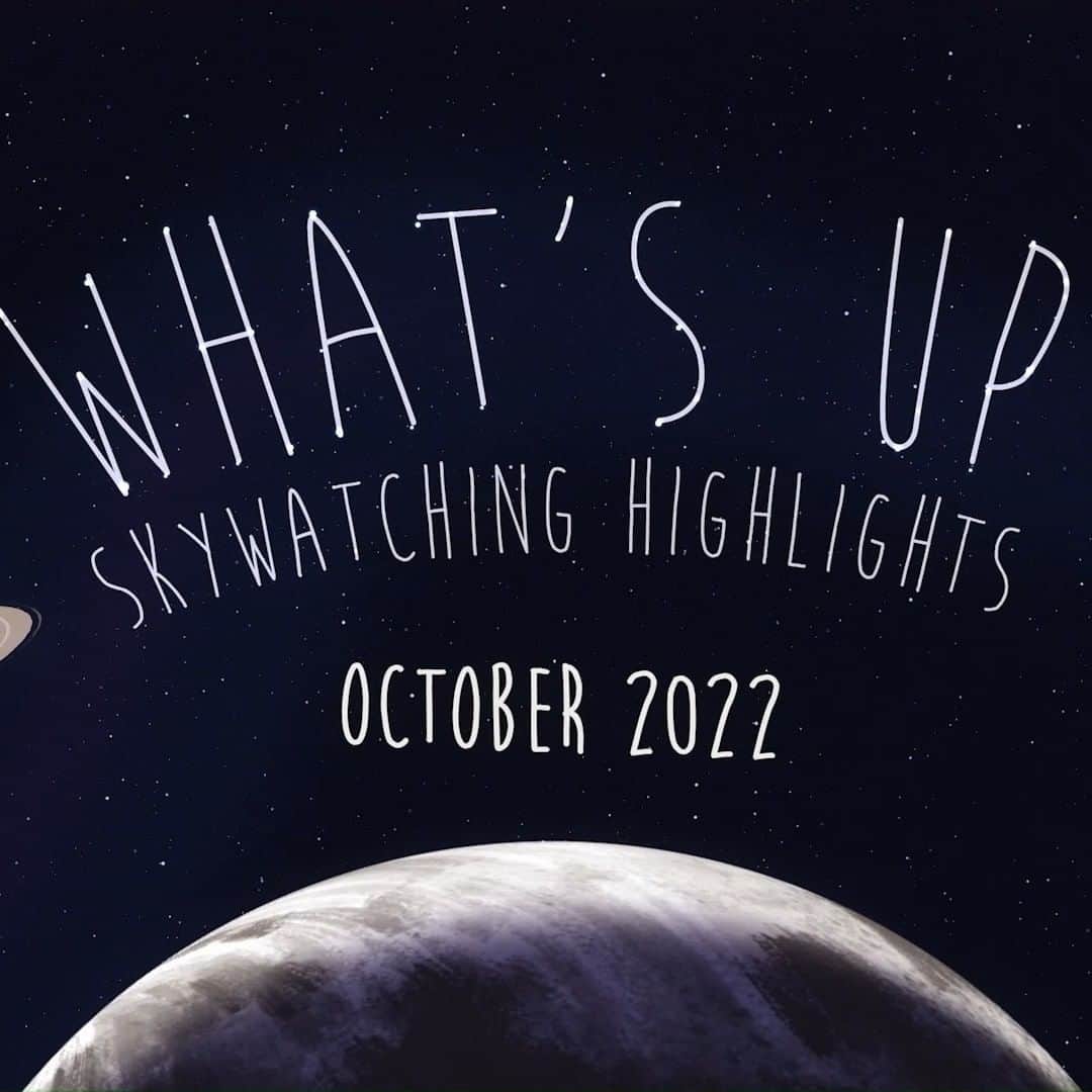 NASAのインスタグラム：「New month = new skywatching guide 👻   Make sure to bundle up, and find a safe, dark spot away from bright lights because October has a lot to offer in the night sky. Starting off, the giant planets Jupiter and Saturn are visible throughout the night in October. Early in the evening, you'll find them to the southeast, moving slowly westward with the stars over the course of the night.   Looking to spot the full Moon? Our lunar companion will be in full illumination starting on Oct. 9 and will appear full for about three days. As the full moon after the Harvest Moon, this will be the Hunter's Moon, named that because historically during this period the harvesters have finished reaping the fields, allowing hunters easier sight of the animals that have come out to feed.    Next up, Mars has been steadily moving through the sky in an eastward fashion all year, but at the end of October, Mars halts this apparent motion and then appears to reverse course. From November to late January, Mars is in retrograde. About every two years, Mars appears to change its direction—an illusion caused by the motion of our planet in its orbit passing by the Red Planet in its orbit.  Lastly, look to the skies for a beautiful show throughout October and November as the Orionid meteor shower is active, peaking on the night of Oct. 20. Expect the shower to produce 10-20 meteors per hour at its peak, under clear, dark skies. This year, the Moon will be about 20% full on peak nights so it will interfere slightly but shouldn’t totally spoil the show—best of all, you can observe the meteor showers without any special equipment.   Image Description: An illustrated graphic, with Earth in the foreground with Saturn, Jupiter, and Mars in the background. Between the planets, the dark black visual of the night sky is tinted in hues of navy blue with speckles of stars throughout. In the center of the graphic text reads “What’s Up Skywatching Highlights October 2022”.    Credit: NASA/JPL-Caltech   #NASA #Moon #Stargazing #ShootingStar #MeteorShower #Space #Stars #SolarSystem #NightSky #October #November #Fall #Jupiter #Saturn」