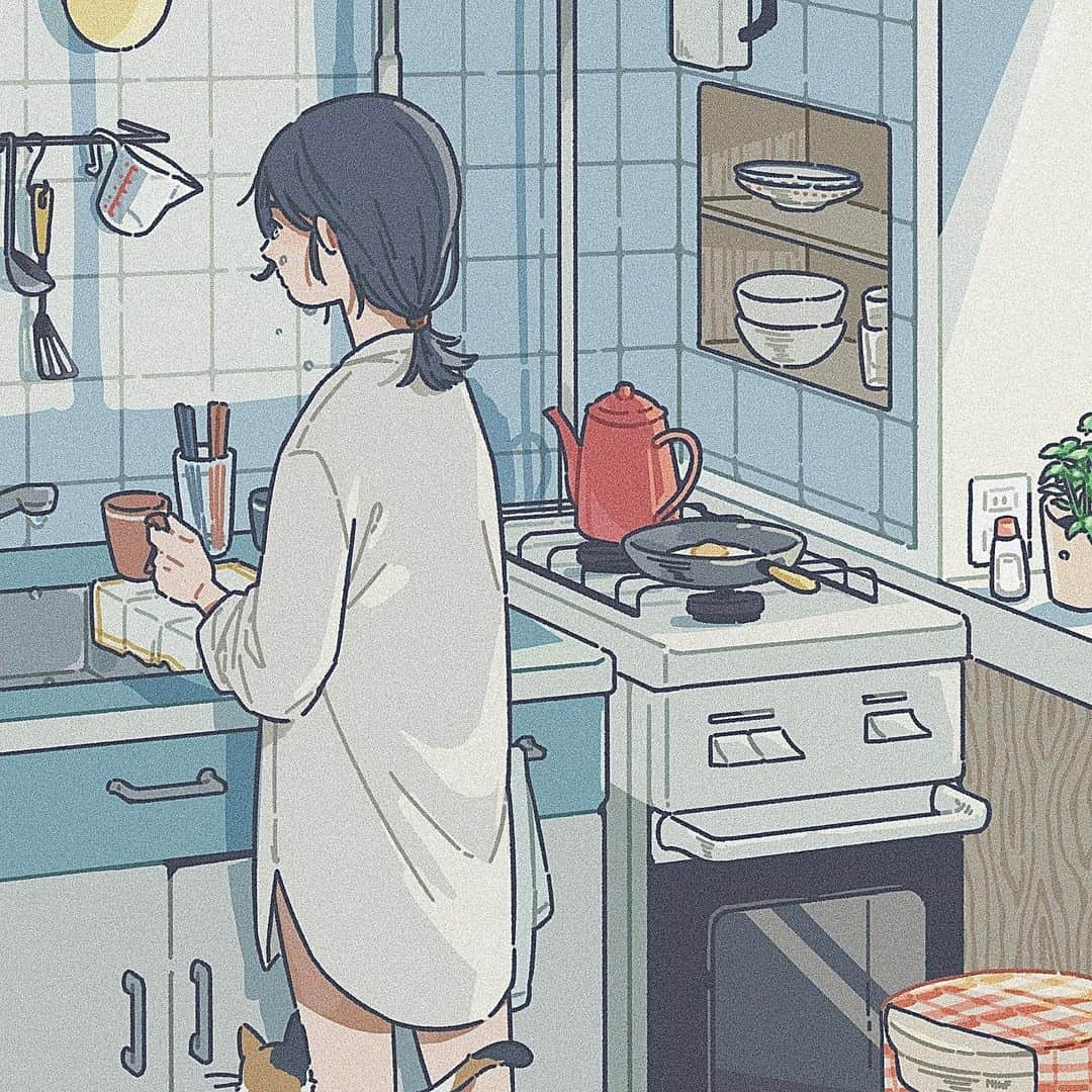 のインスタグラム：「1+1=1 . re . . #illustration #illustrator #イラスト #イラストレーター #イラストグラム #創作イラスト #オリジナルイラスト #女の子イラスト #일러스트 #일러스트레이터 #일러스타그램 #여자일러스트」