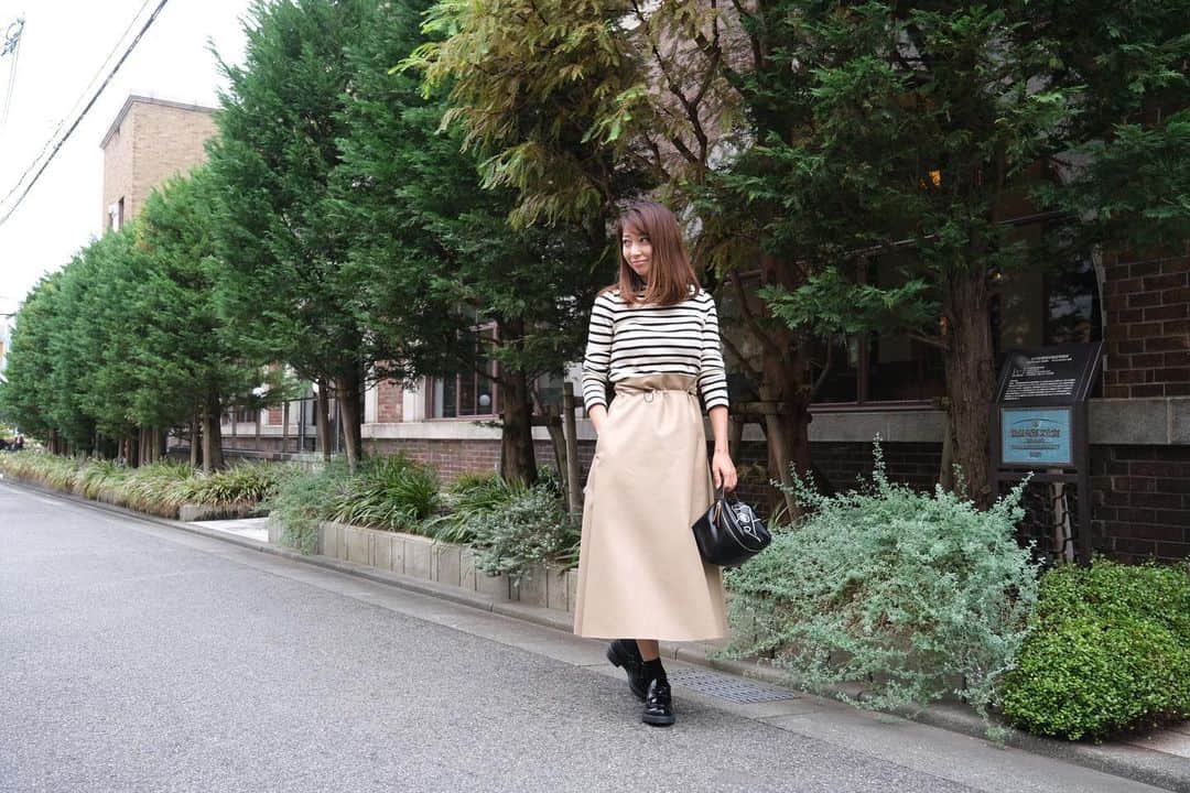 のインスタグラム：「秋コーデ🍁 #HIAND#ボーダートップス#planc#jilsander #秋コーデ」