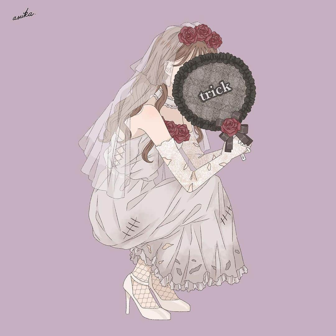 asukaさんのインスタグラム写真 - (asukaInstagram)「・ 推しに恋した花嫁ゾンビ🕸👰🏻‍♀️🥀 ・ ハロウィンのフリーアイコンです👻🖤 ペア画としてオタ友と使ってみてね〜！  うちわの文字なしverもハイライトの『フリーアイコン』で配布してるので、推しの文字を入れたりして遊んでみてくださいっ🫶🏻 ・ ・ #instagood #instalike #instafashion #l4like #l4l #fff #f4f #歌い手好きと繋がりたい  #ハロウィンコスプレ #花嫁ゾンビ  #参戦服 #ゾンビ花嫁 #イラストグラム #ファッションイラスト #イラストレーター #オリジナルイラスト #おえかき #ちびぬい #お洒落なジャニヲタさんと繋がりたい #アニメ好きな人と繋がりたい #わーーーージャニオタさんと繋がるお時間がまいりましたいっぱい繋がりましょ #ペアアイコン #kpop好きな人と繋がりたい#フリーアイコン#ハロウィン#ペア画#halloween #zombiebride#freeicon」10月3日 19時08分 - a20_suka002018