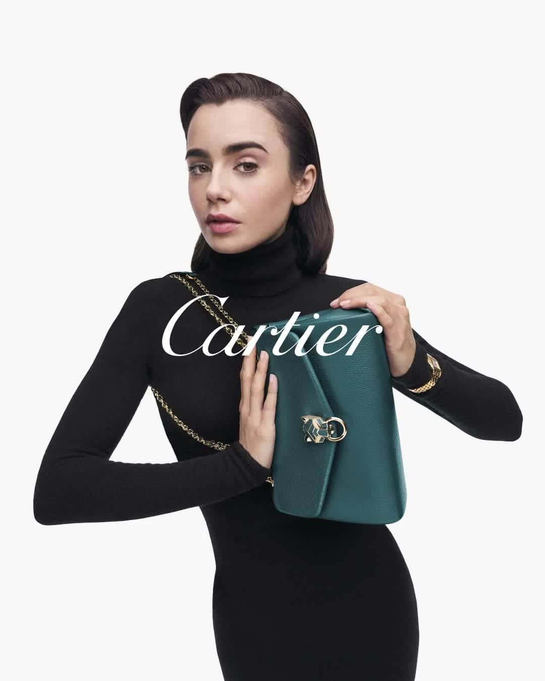 カルティエのインスタグラム：「This is not just a bag, it’s an attitude. @lilyjcollins makes a style statement in the new Panthère de Cartier bag. #PanthèredeCartier」