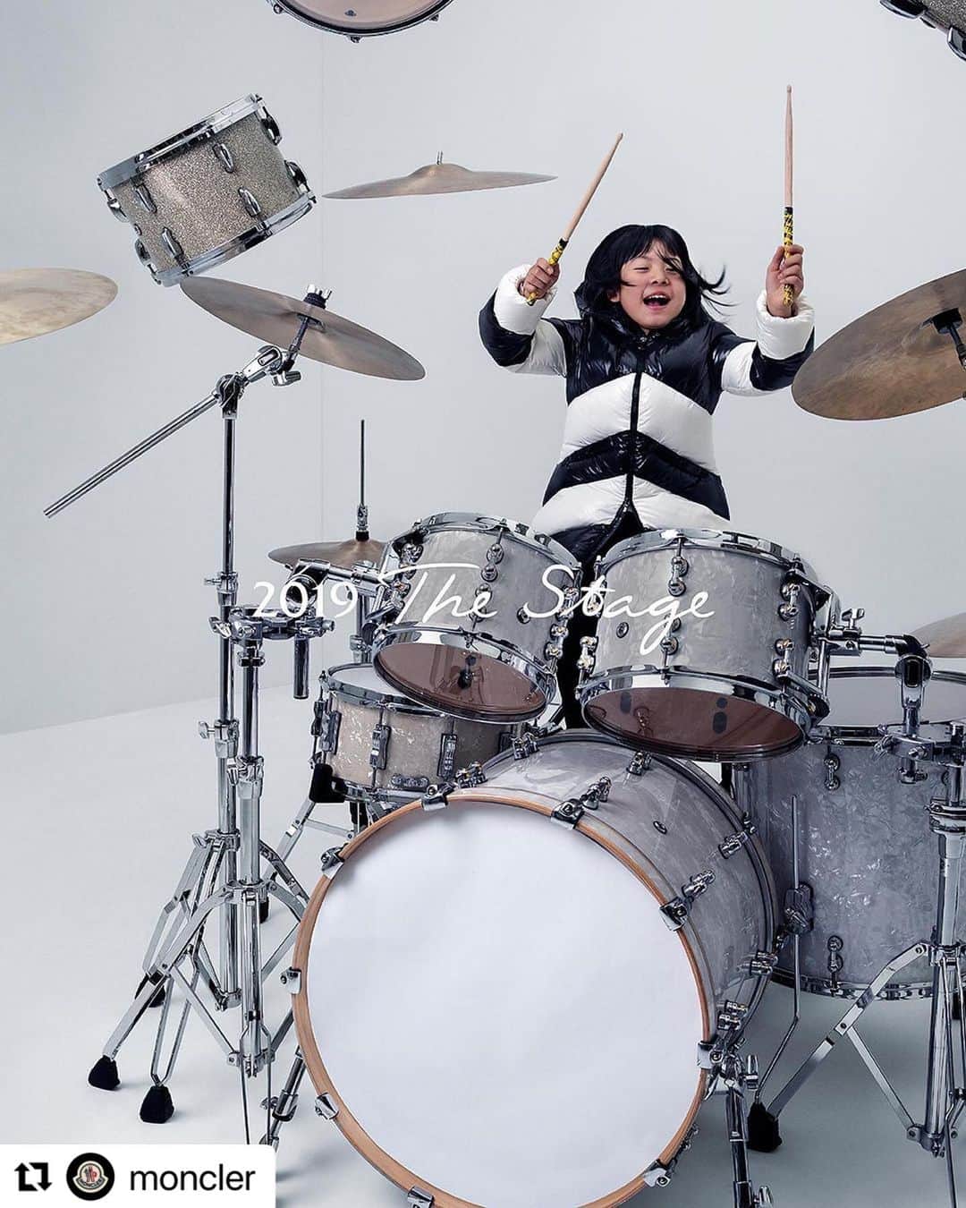 かねあいよよかさんのインスタグラム写真 - (かねあいよよかInstagram)「#Repost @moncler with @use.repost ・・・ Age of Genius. Proof that you're never too young to be exceptional, Moncler launched its 2018 ‘Genius is Born Crazy' campaign, starring Yoyoka Soma: a self-taught, nine-year-old multi-instrumentalist from Japan. #Moncler70  Pictured: Moncler 'Genius is born crazy' campaign, 2018, starring @yoyoka_drums. Photography by Tim Walker.」10月6日 3時10分 - yoyoka_drums