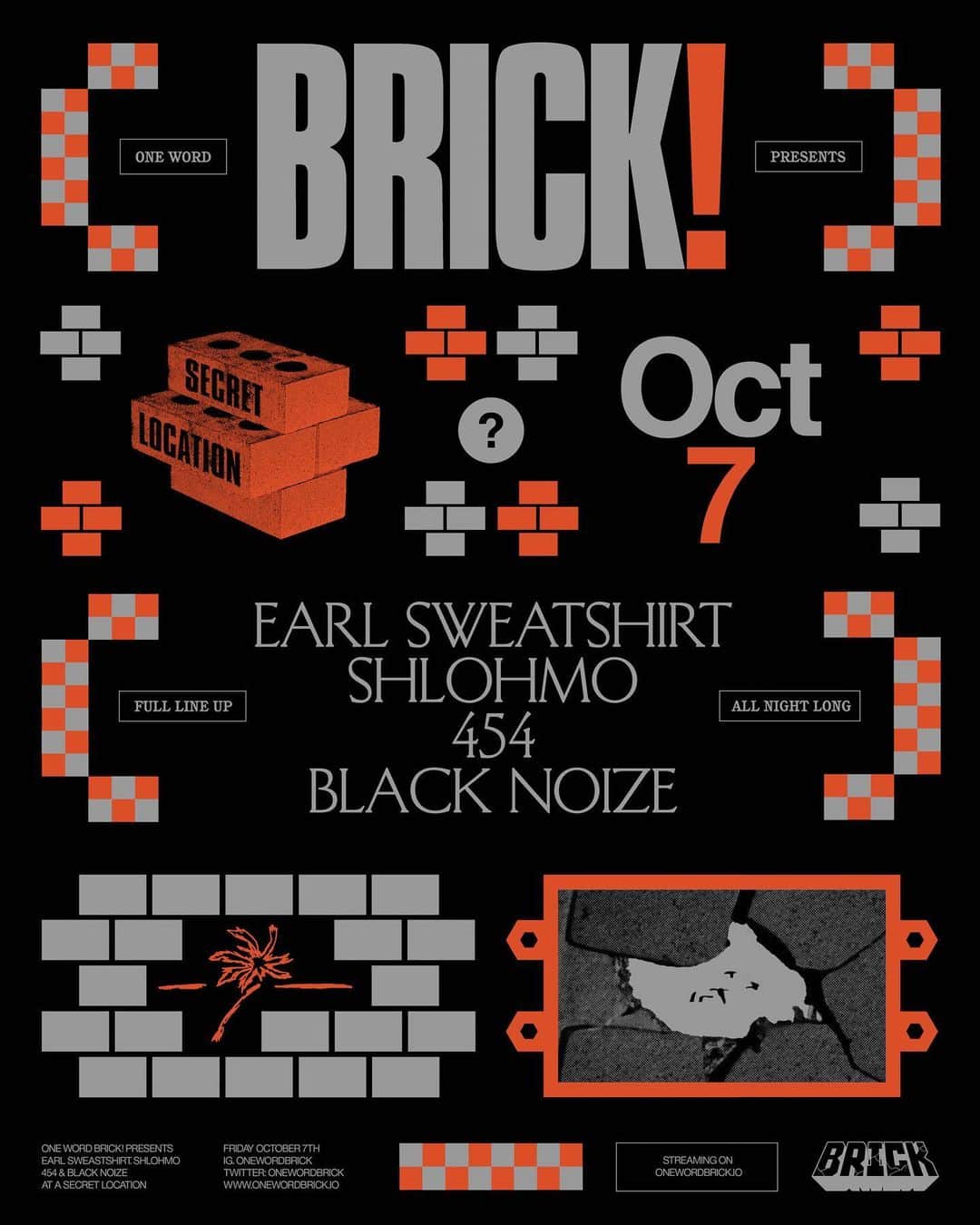 Babylon LAのインスタグラム：「Earl Sweatshirt, Shlohmo, 454 & Black Noi$e this Friday night in LA.. We have 50 spots available at the door. First come first serve. 21+.. Info will be sent out on Friday morning! Email RSVP@onewordbrick.io to RSVP. See you there!  🔥🌴🔊」