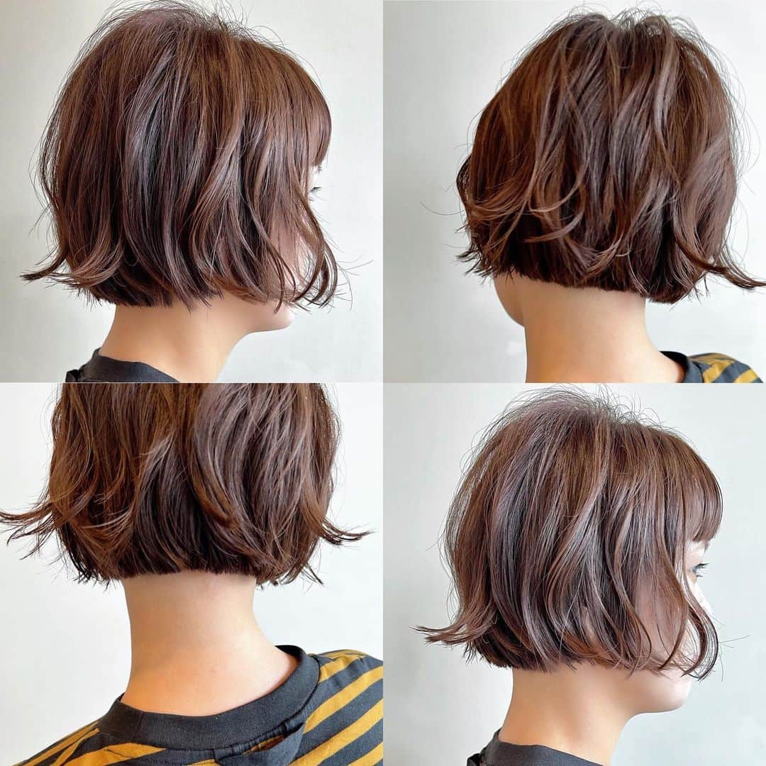 のインスタグラム：「natural wave BOB🧖‍♀️  #透明感  #ミニボブ  #ボブ #切りっぱなしボブ #小顔カット #レイヤーボブ #ボブヘア #レイヤー  #前髪 #オン眉 #パッツンボブ #ミニボブアレンジ #发型 #髮型  #大人ボブ  #レッドカラー  #オレンジカラー   #岐阜市 #ヘアカタログララ #ヘアカタログ  #ワンレンボブ  #ボブヘアー  #ショートボブ」