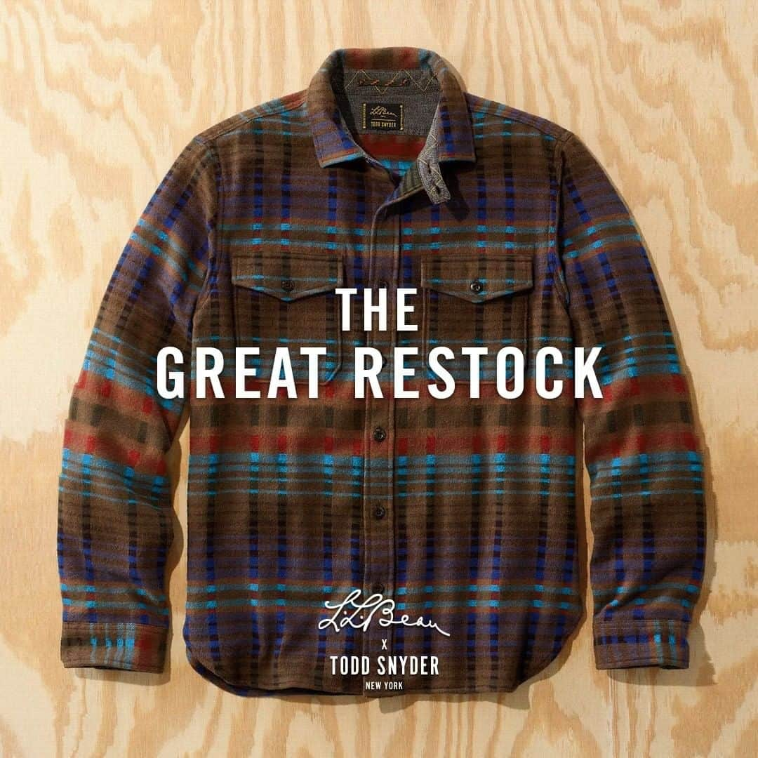 トッドスナイダーのインスタグラム：「TS x L.L.Bean: The Great Restock. Tap the link-in-bio to shop now.  Todd and L.L.Bean have partnered again to reissue a capsule collection of the duo’s cult-favorite classic field wear. This is your opportunity to secure those prized pieces that sold out the first time around or to stock up on some of your favorites from seasons past.   #LLBeanxToddSnyder」