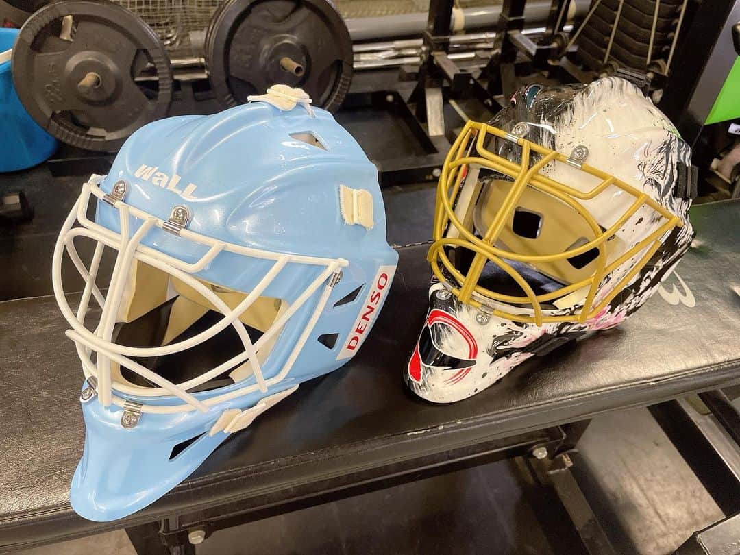 藤本那菜のインスタグラム：「New🌪  Thank you🌸 @wallmasks  @eurosporthockeyjapan   #GK #Mask #PearlLightblue」