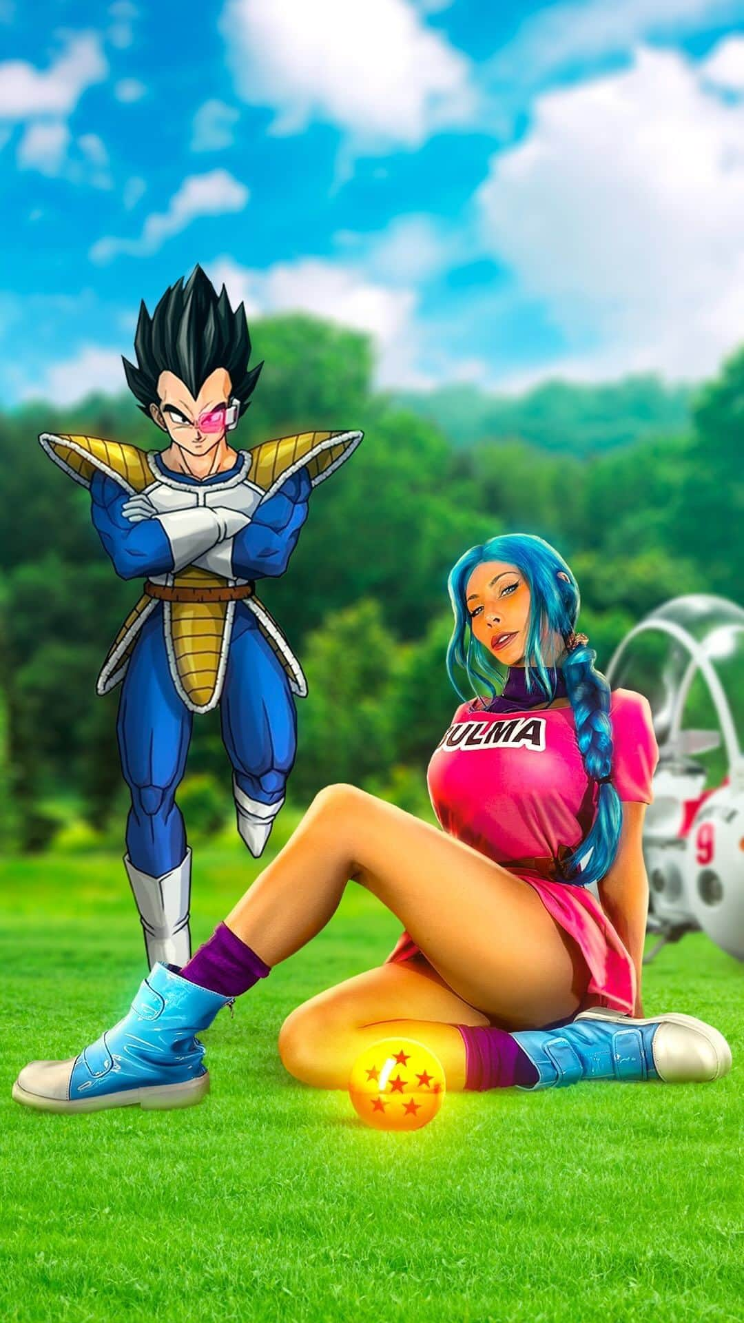 マディソン・アイビーのインスタグラム：「Wait for it...💙⁠ ⁠ ⁠  ⁠ ⁠ #dragonballz #bluma #blumacosplay #supersaiyan #amine #animecosplay #kamehameha #vegeta #animegirl #animelover #animefans #goku #blueheair #blue #pink #animeart #crunchyroll」