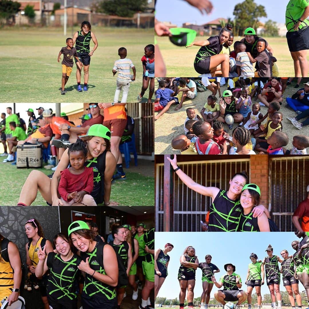 中村知春のインスタグラム：「this is rugby🏉❤️ I love this tounnament.  この大会の価値観が好き。 世界各国から選手が集まり、レベルも男女も関係なく全てにおいて平等に扱われる。  必ずsocialの時間があって、現地の子どもとみっちり関わる時間が設けられてる。  一緒にラグビーするはずが やんちゃ小僧に永遠に水鉄砲で水をかけられ続けたのもいい思い出です。」