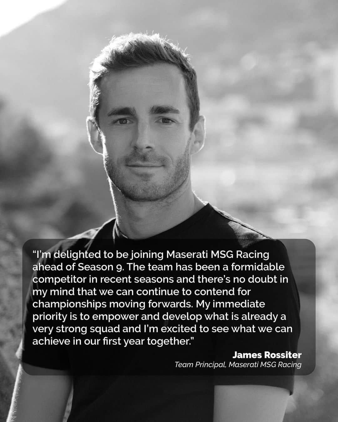 ジェームズ・ロシターのインスタグラム：「Where the audacious come together 🔱  We're delighted to announce @rossiterracing as the new Team Principal of Maserati MSG Racing ahead of the 2022/23 ABB @fiaformulae World Championship  #ABBFormulaE #BornOnTrack」