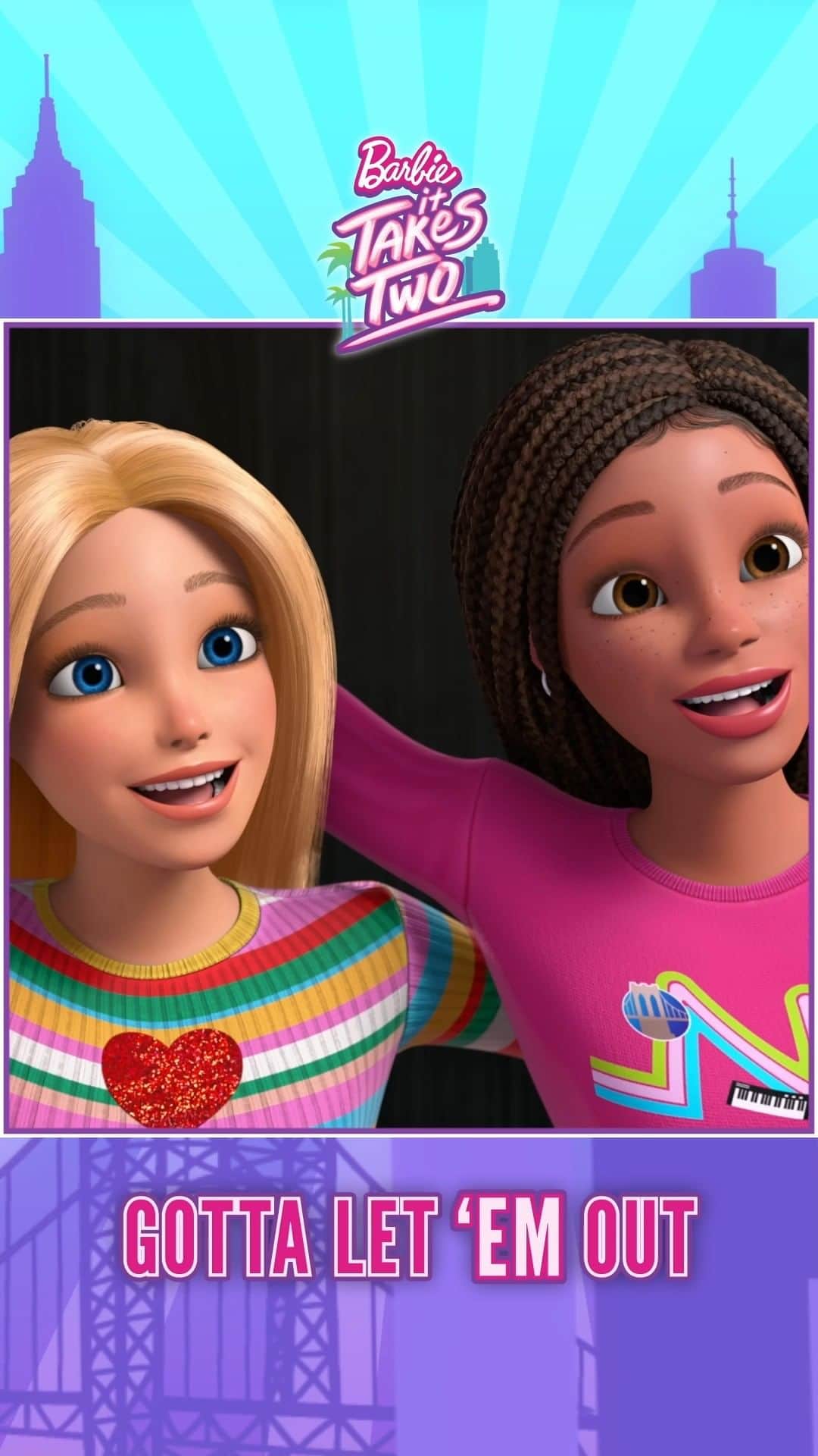 バービーのインスタグラム：「Sing, dance, and express those feelings! 🎶 All-new episodes of #Barbie It Takes Two are now available on Netflix.」