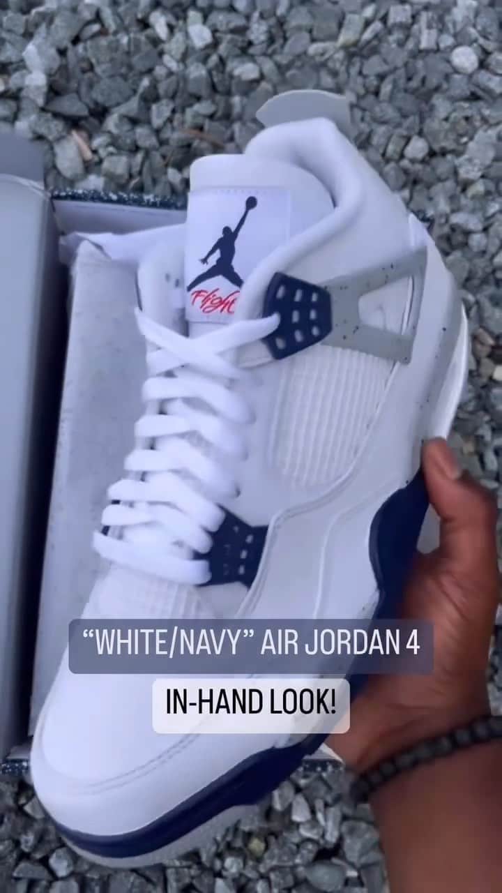 Sneakgalleryのインスタグラム：「The Air Jordan 4 “White/Navy” releasing October 29th in full family sizing! @thesolechaserz 🔥 COP or PASS?」
