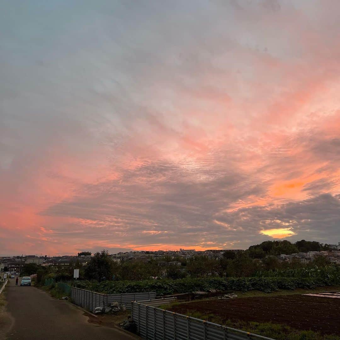 金田久美子さんのインスタグラム写真 - (金田久美子Instagram)「ラン帰りの今日の夕焼け。すごくきれい。 #夕焼け #今日のゆうやけ  #あきのそら」10月8日 17時33分 - kumiko_kaneda