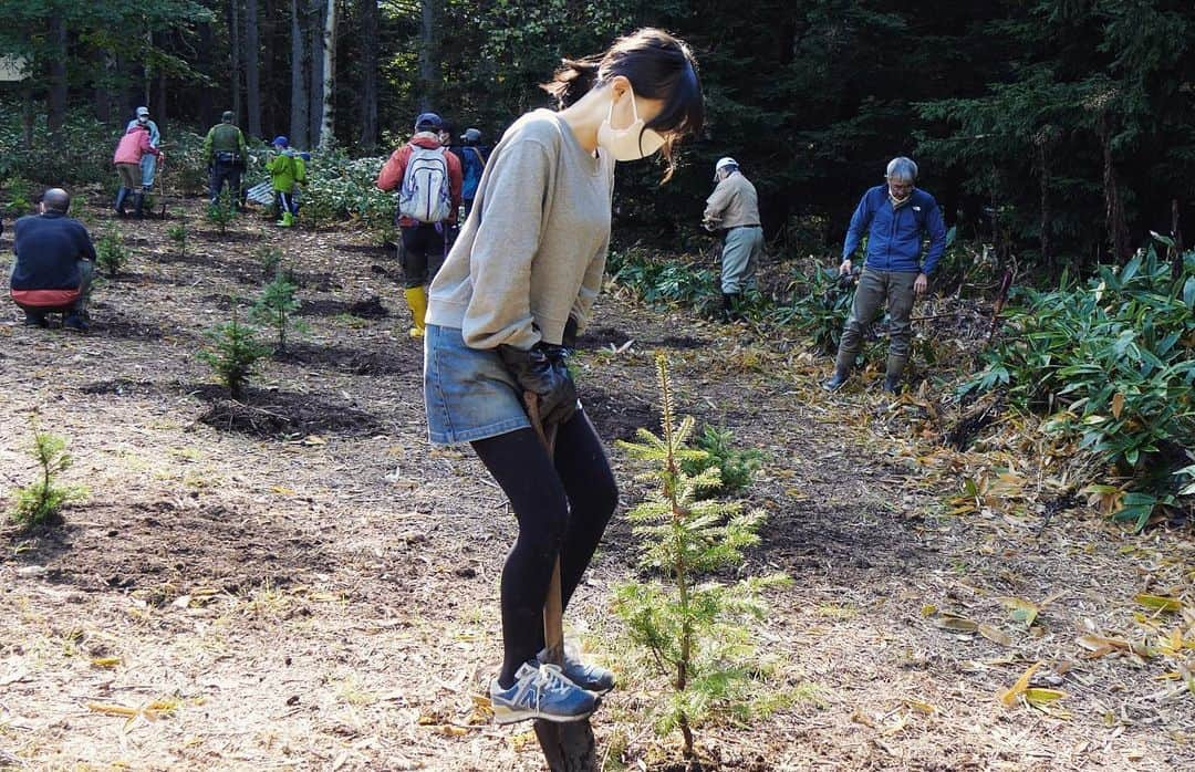 りんの田舎暮らしのインスタグラム：「✨ ． ご報告  今日は楽しみにしていた植樹祭に参加してきました🌳 知床の森の資源が豊かになったり、くまさんのごはんが増えてほしい想いからどんぐりの苗を買って個人的に植林活動をしていましたが、初めての本物の植林活動に参加することができました😂  とてもうれしいです  快く撮影許可をくださった斜里町役場さま、 苗木の植え方を横で丁寧に教えてくださった方々ありがとうございました🙇‍♀️  1週間前雨の予報でしたが晴れに変わってよかったです イベントごとで雨は降らせません😂  #植林 #森 #キャンプ #釣り #放流 #どんぐり #植林活動 #田舎暮らし #鶴居村 #知床 #北海道#名古屋 #移住#古民家#ひとり暮らし #釣り#車中泊#温泉 #自然#発見」