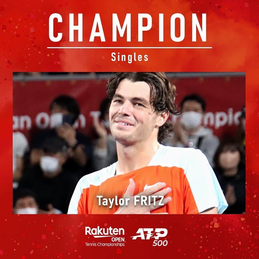 Rakuten Japan Openのインスタグラム：「#rakutenopen2022 Singles Champion🎉✨👏🎾 @taylor_fritz defeats @bigfoe1998‼️ Congratulations🥳  #楽天オープン2022  #シングルス決勝 #rakutenopen  #楽天オープン #tennis #atptour」