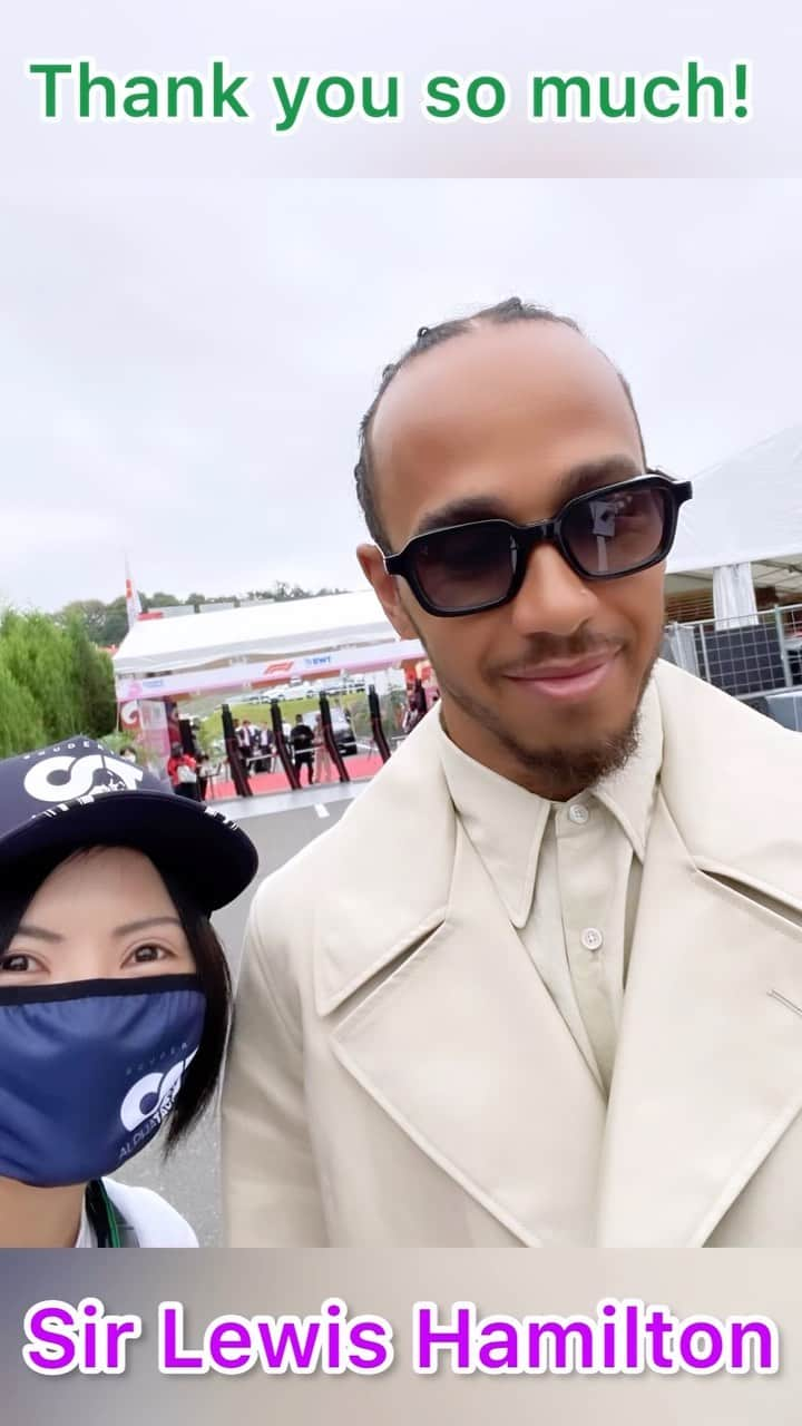 おつぽんのインスタグラム：「Sir Lewis Hamilton in Suzuka F1! Best moment of my Life!  伝説のF1ドライバー ハミルトンに会えて感動！本当にありがとうございました！  #f1 #f1jp #formula1 #lewishamilton」